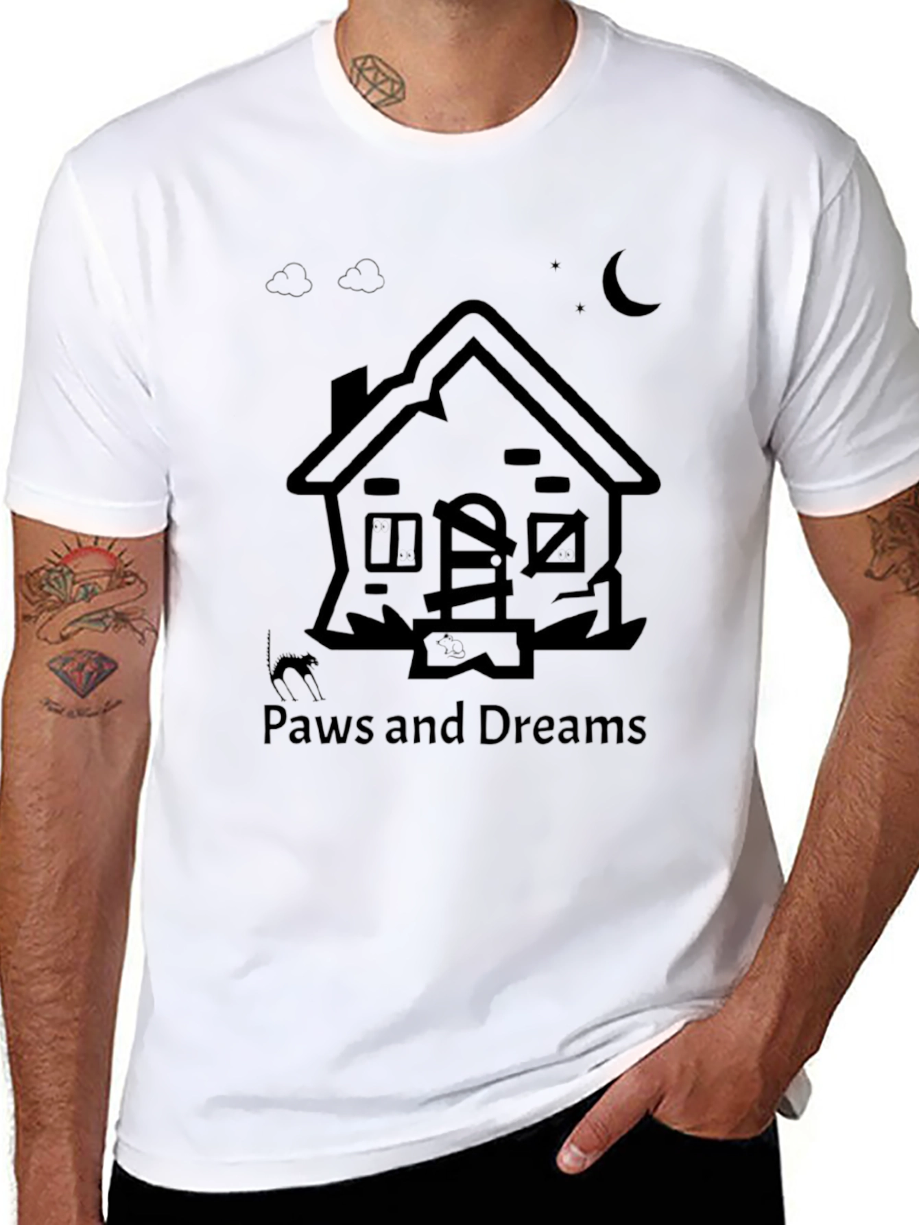 Black Paws and Dreams Black Graphic Tee view 8