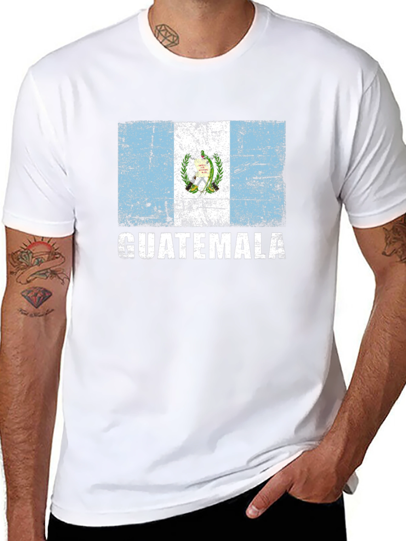 Guatemala Flag Graphic T-Shirt - Distressed Design - 8