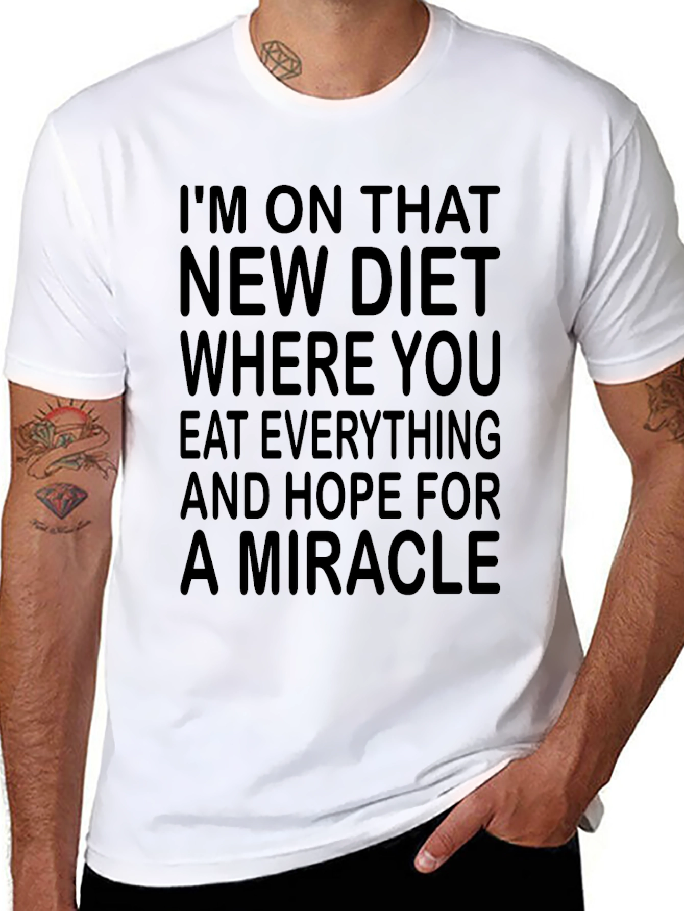 Black Funny Diet T-Shirt - Hope for a Miracle view 8