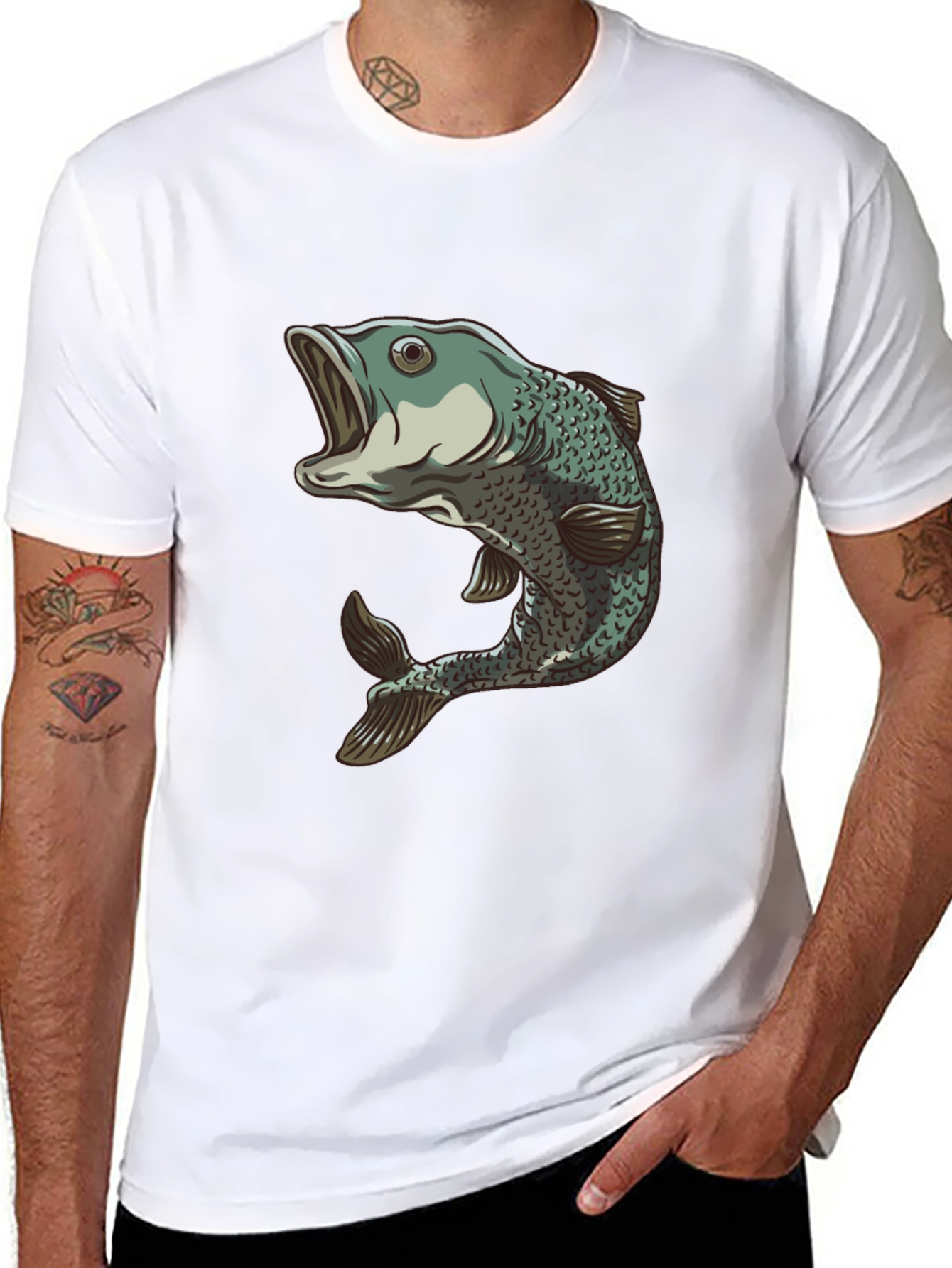 Black Bass Fish Graphic Black T-Shirt - Angler Apparel view 8