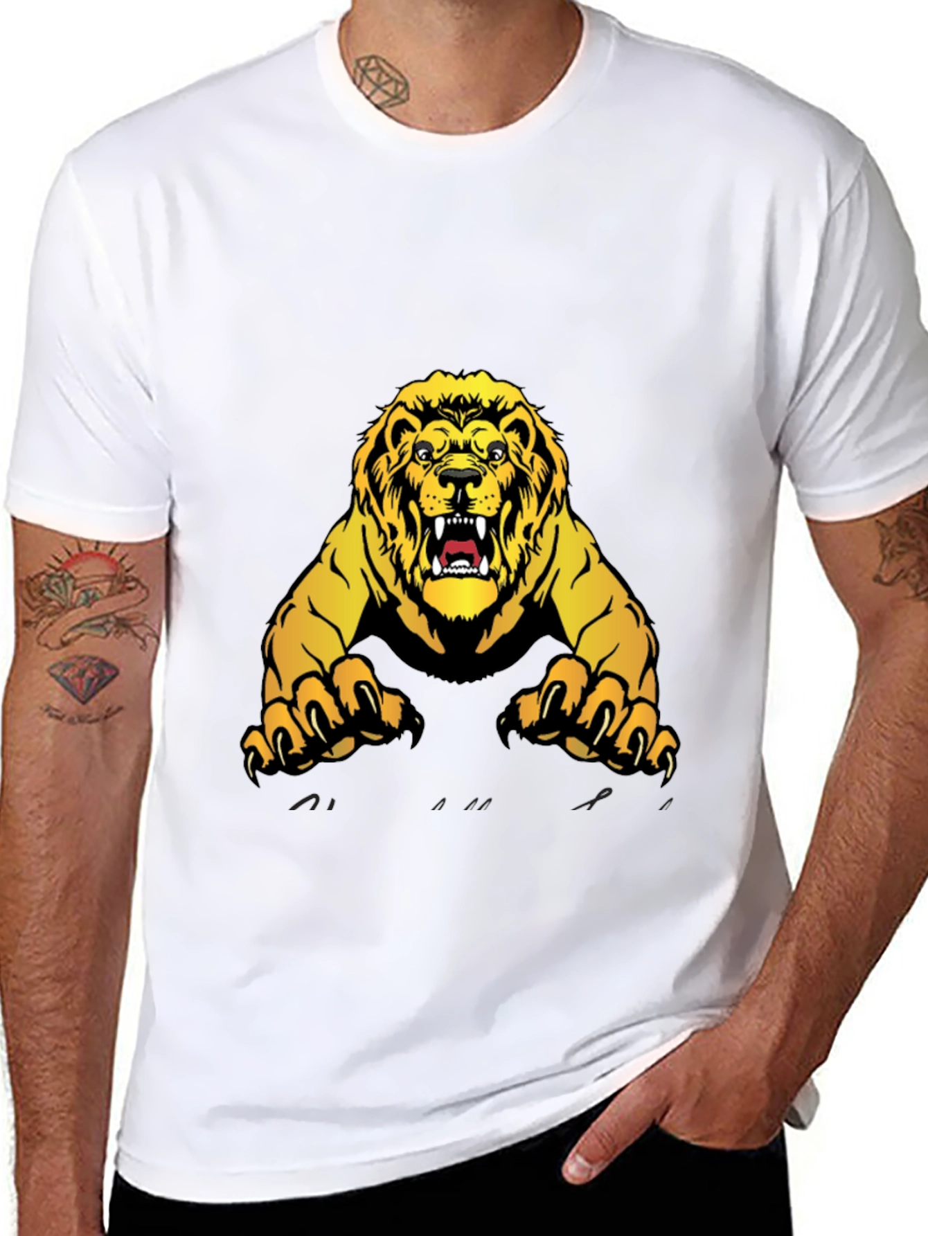 Black Lion Graphic Black T-Shirt - Fierce Style view 8