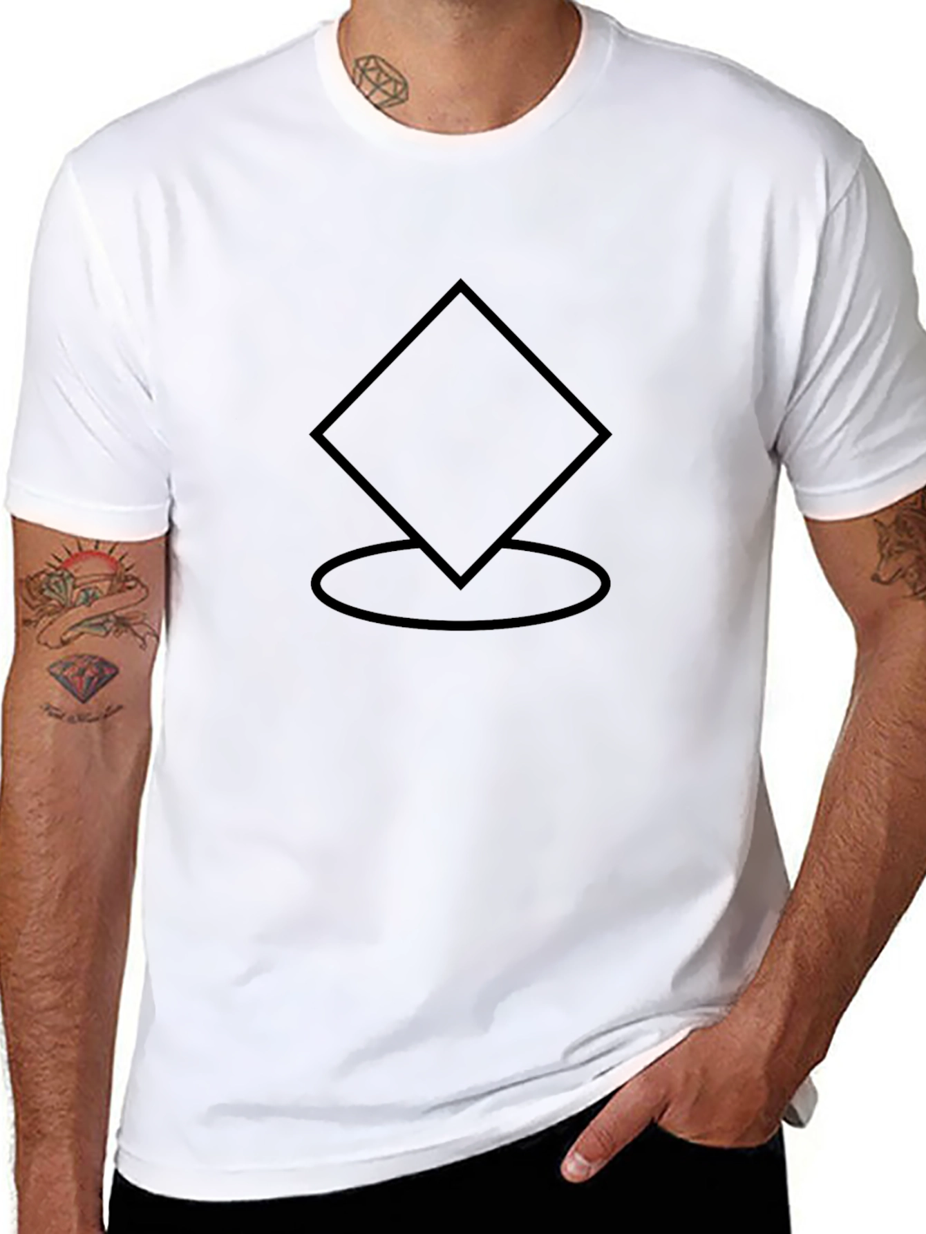 Black Geometric Symbol Black T-Shirt view 8