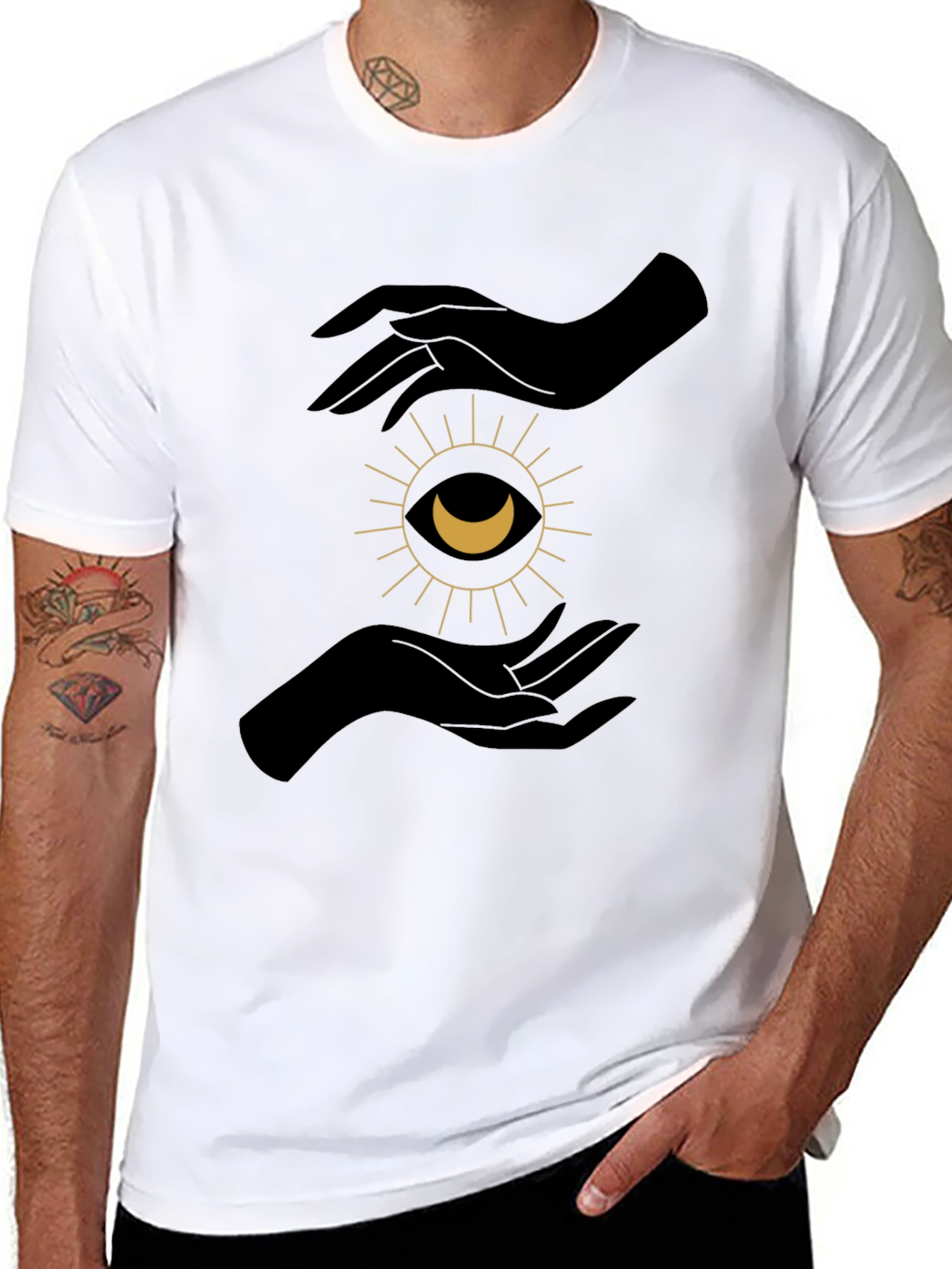 Black Mystic Hands Graphic Tee - Stylish Unisex T-Shirt view 8