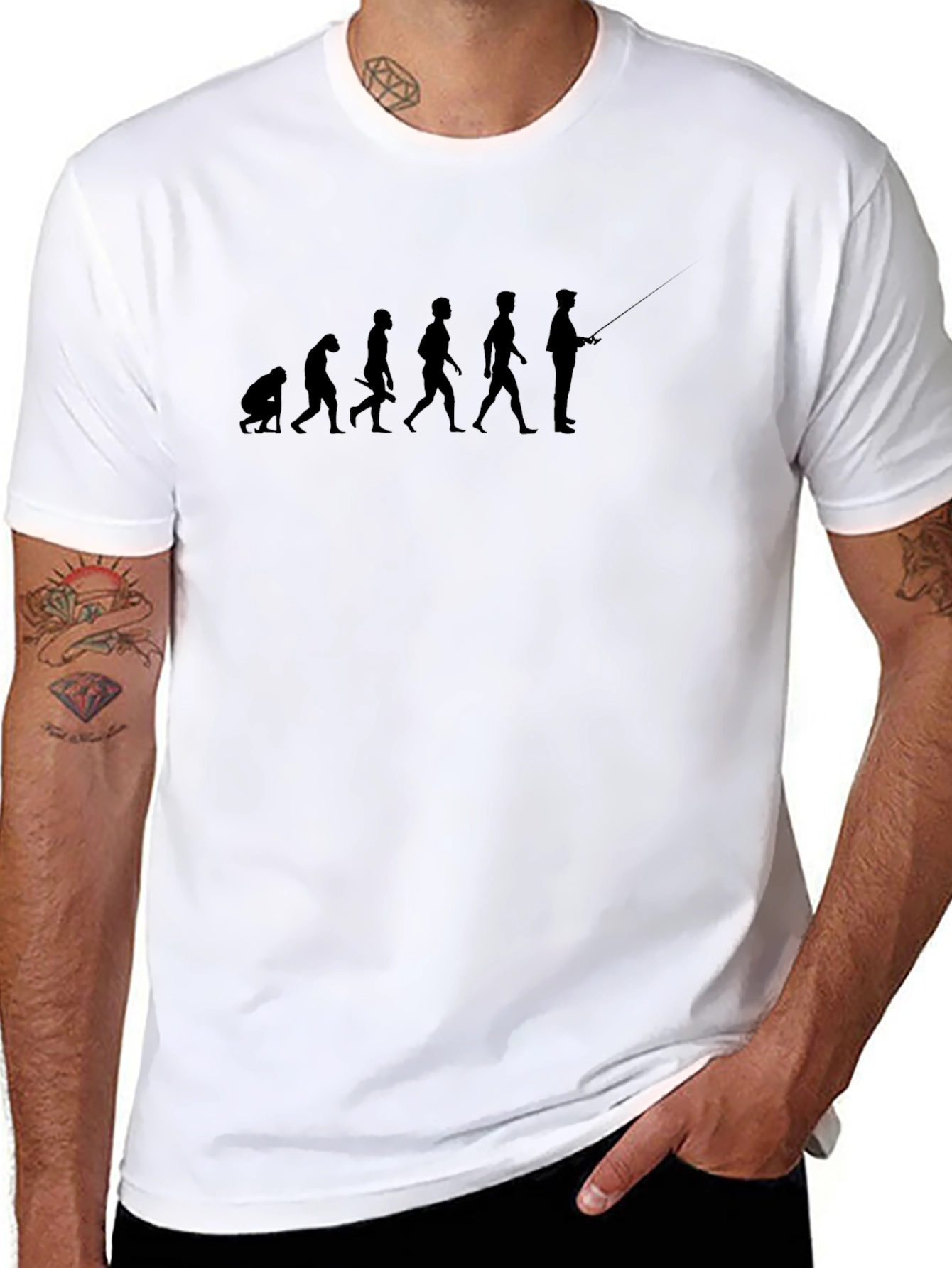 Black Evolution of Fishing T-Shirt: Humor Tee view 8