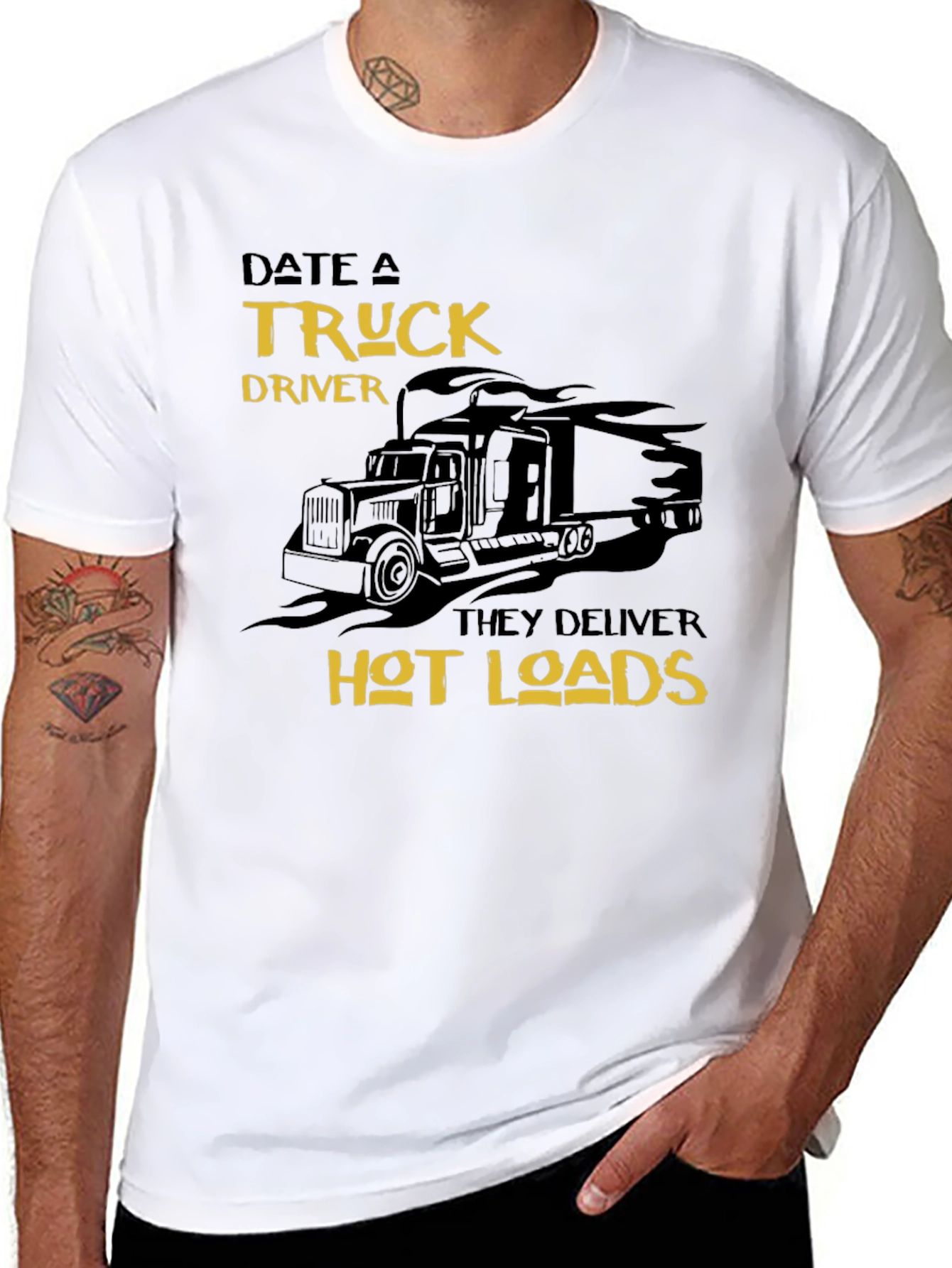 Black Date a Truck Driver Funny Graphic T-Shirt view 8