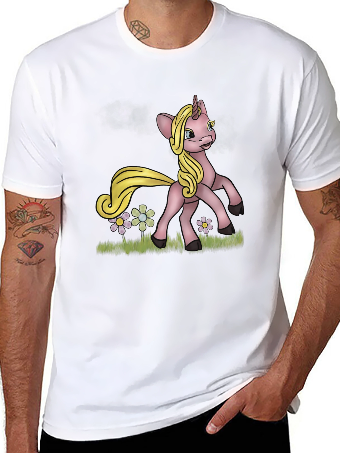 Black Unicorn Graphic T-Shirt - Whimsical Cartoon Design view 8