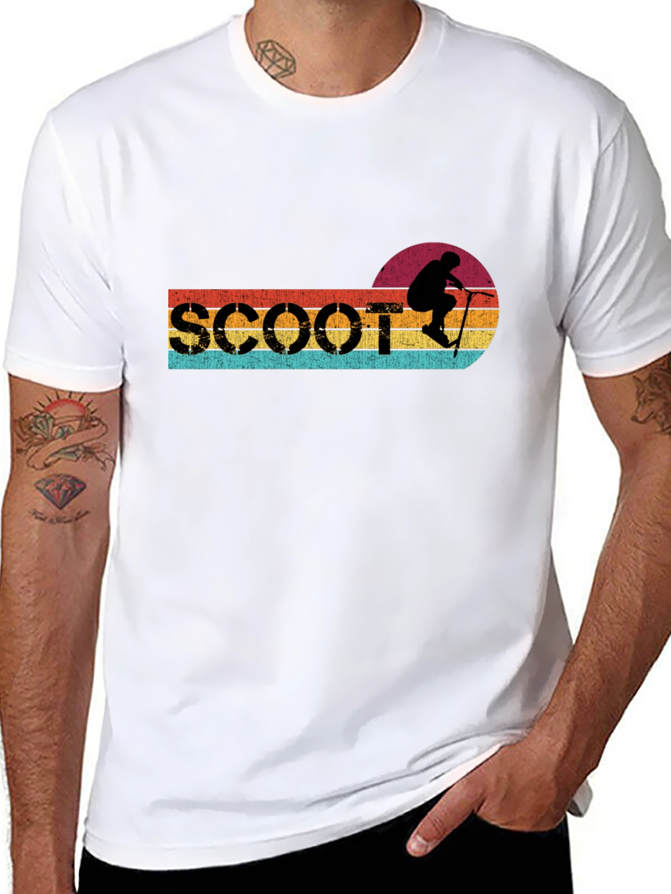 Black Retro Scoot T-Shirt - Vintage Scooter Rider Graphic Tee view 8
