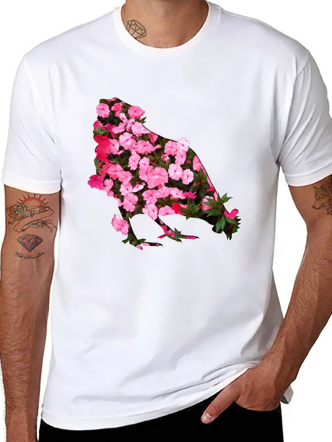 Black Floral Chicken Graphic Tee - Black view 8