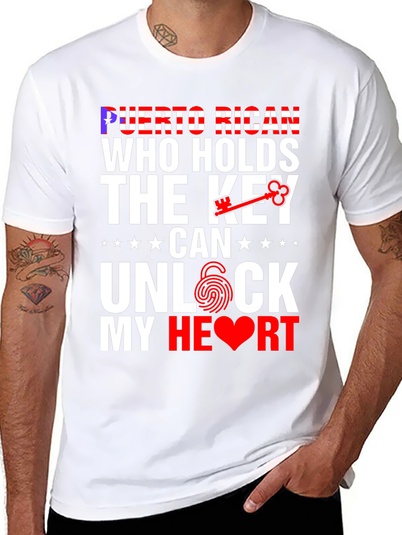 Black Puerto Rican Key to My Heart Graphic T-Shirt view 8