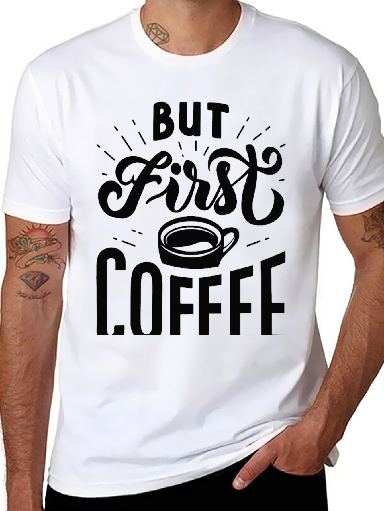 Black But First Coffee Black Graphic Tee view 8