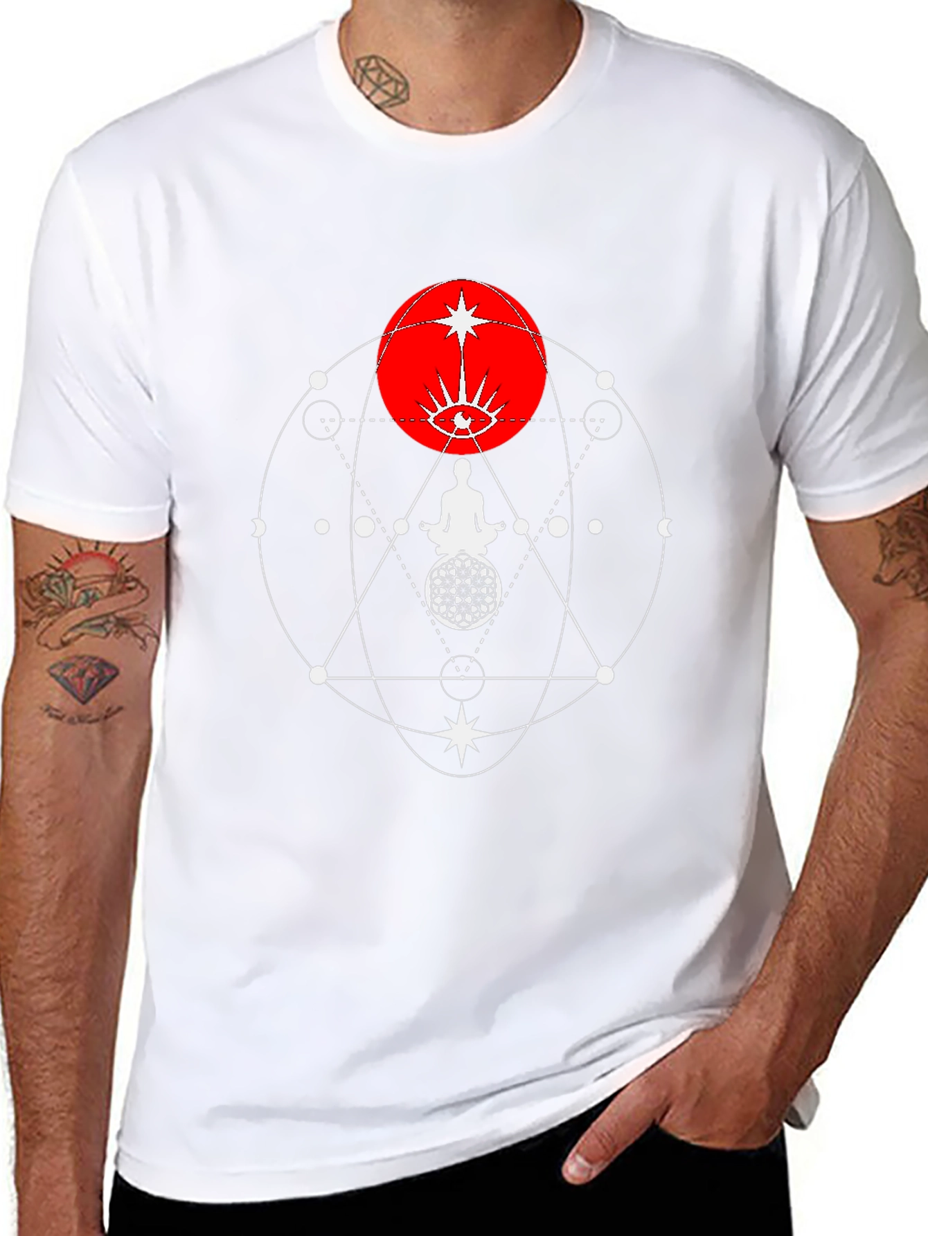 Black Mystic Geometry Graphic Tee - Black Cotton Comfort view 8