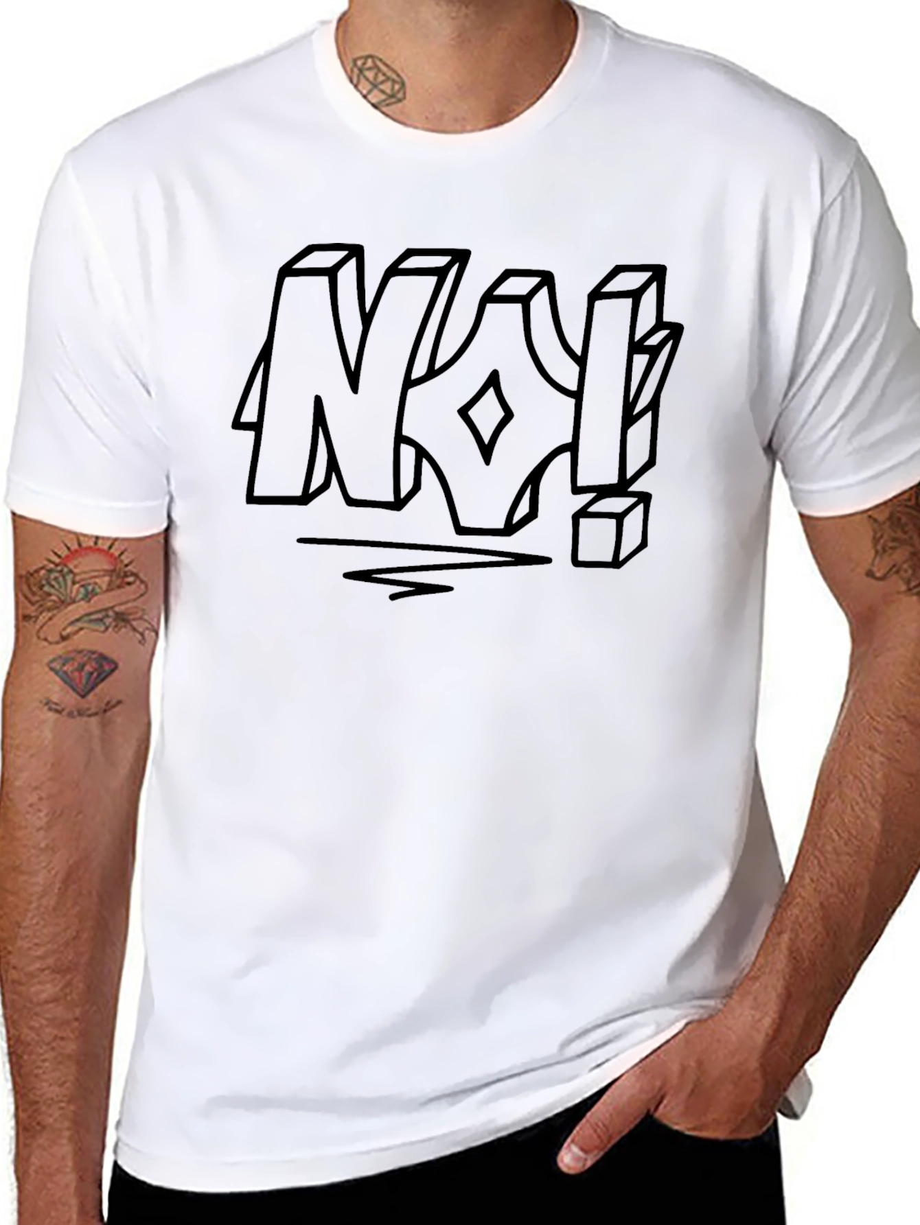 Black Edgy Graphic Tee: "NO!" Statement Shirt view 8