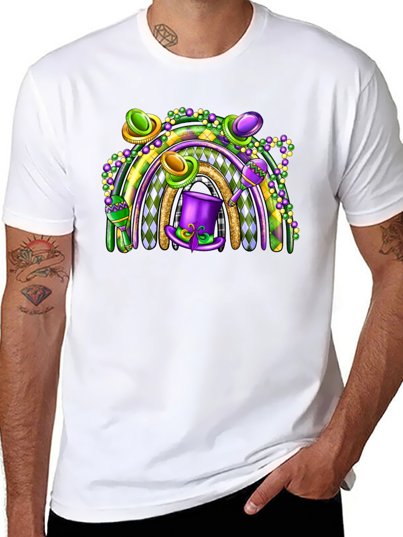 Mardi Gras Rainbow Graphic Tee - 8