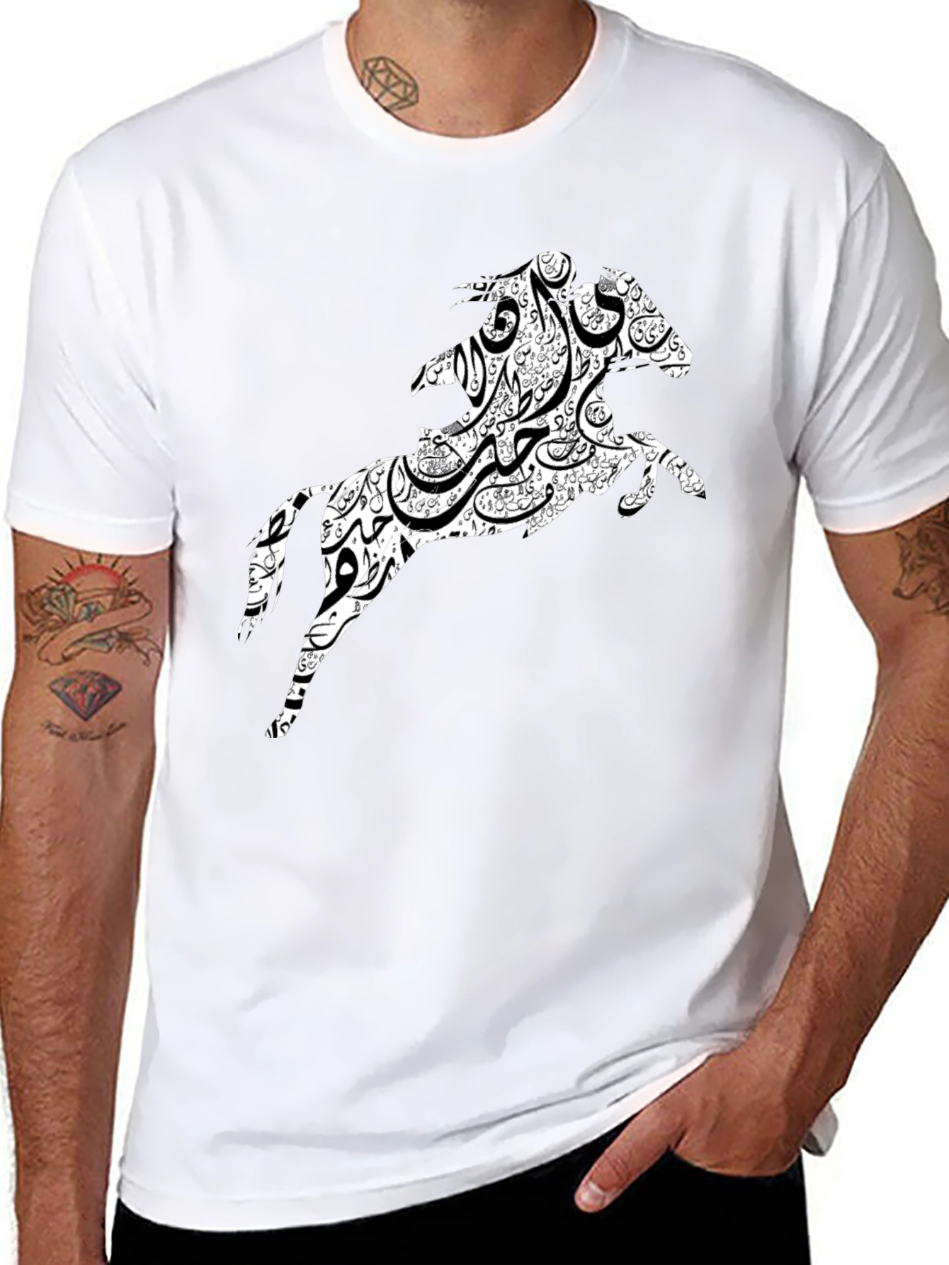 Black Black Tee with Horse Graphic view 8