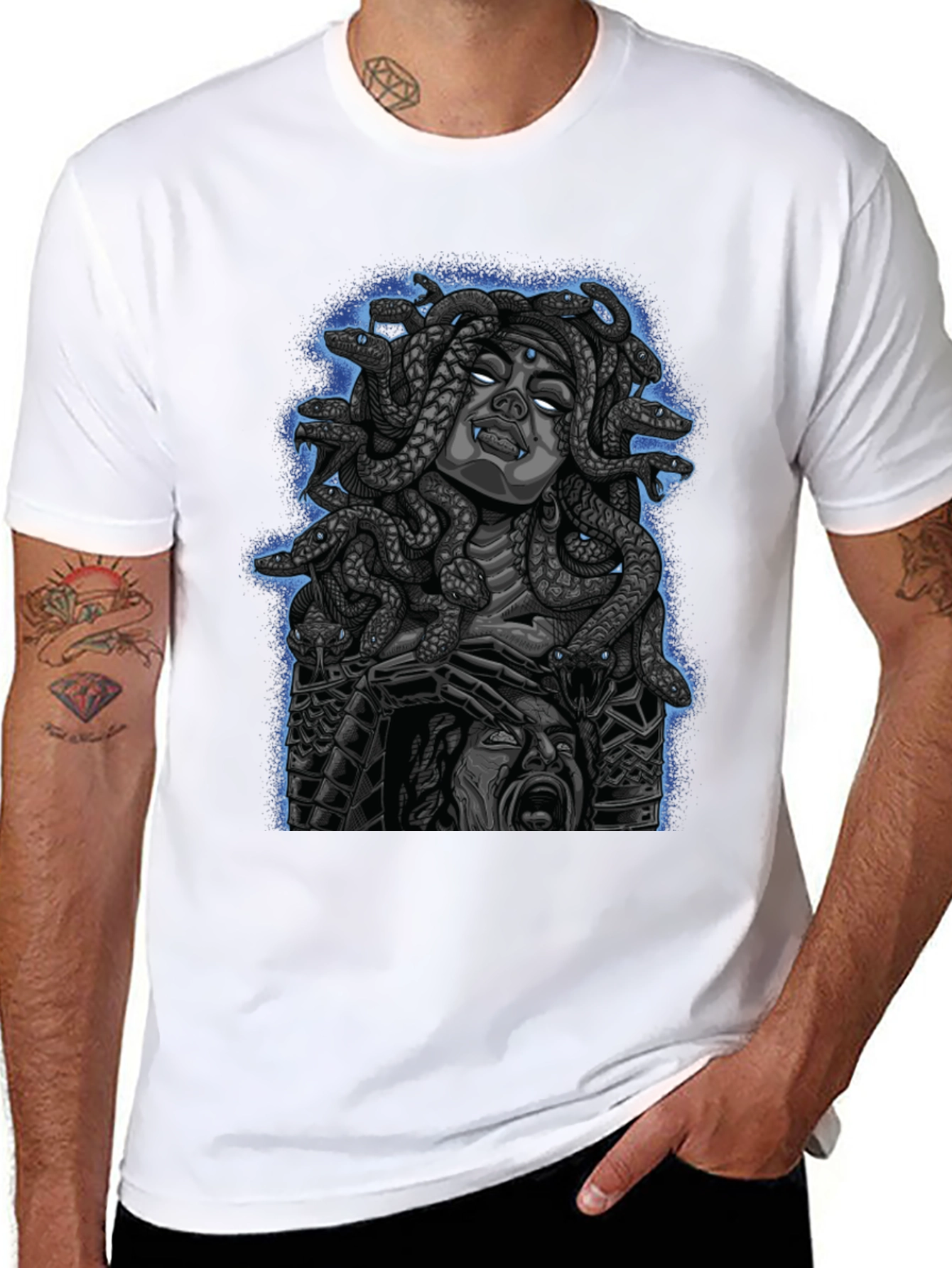Black Medusa Graphic Print Tee - Mythical Style view 8