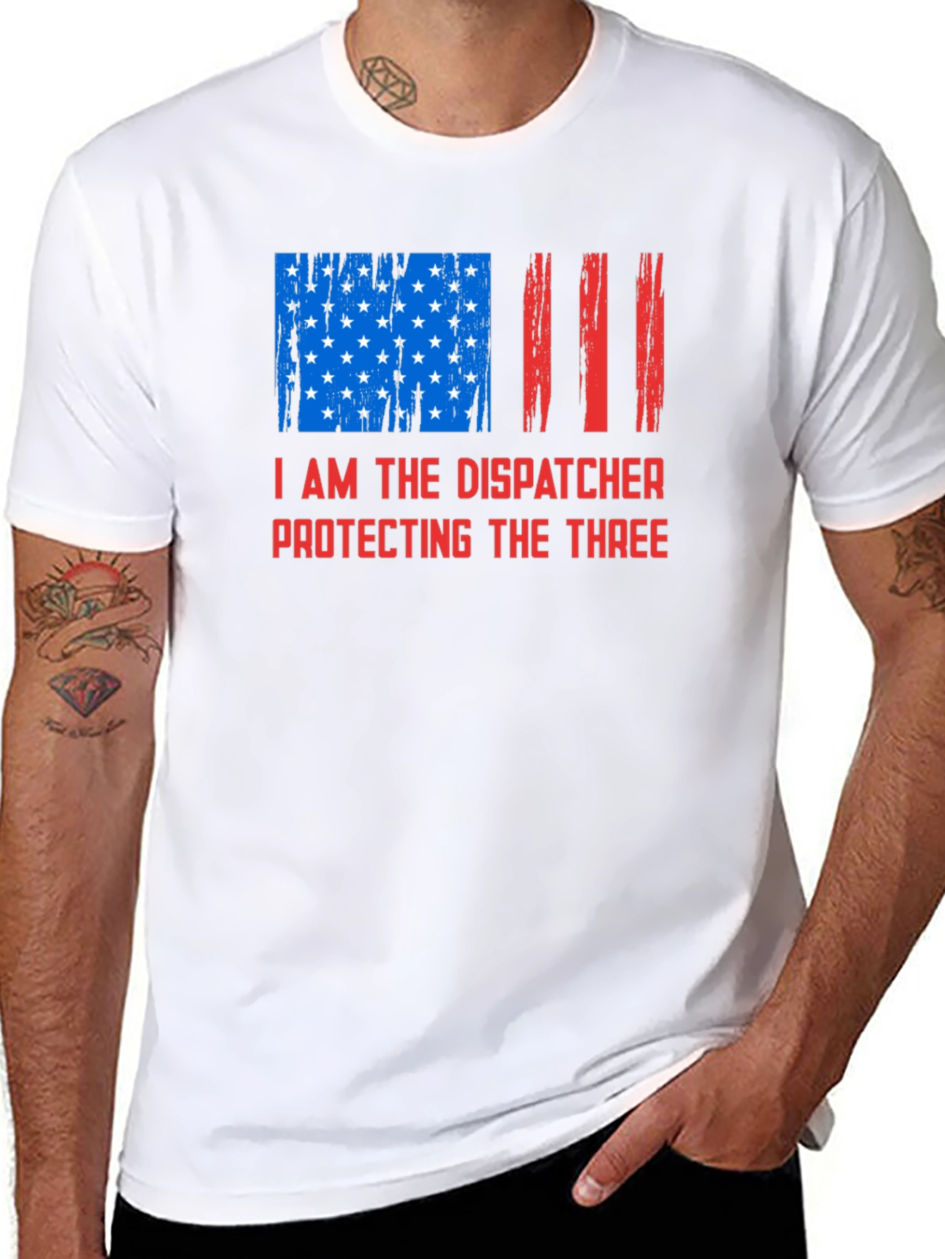 Black Dispatcher Protecting The Three Graphic T-Shirt view 8