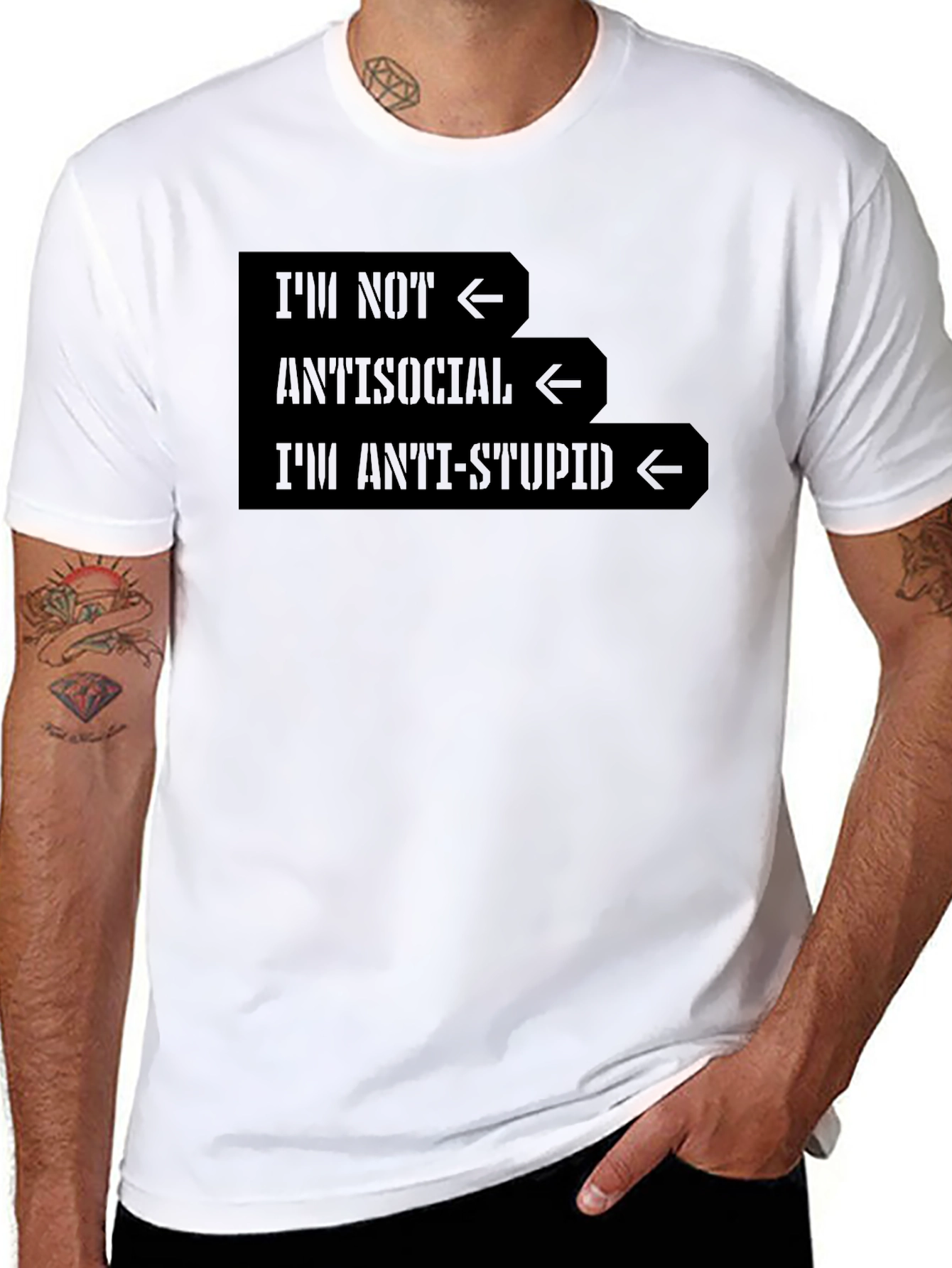 Black Anti-Stupid Graphic Tee - Sarcastic Humor T-Shirt view 8