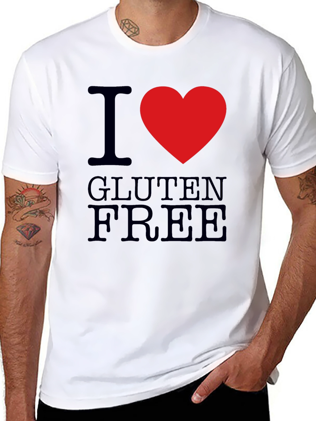 Black I Heart Gluten Free T-Shirt - Mens Black Tee view 8
