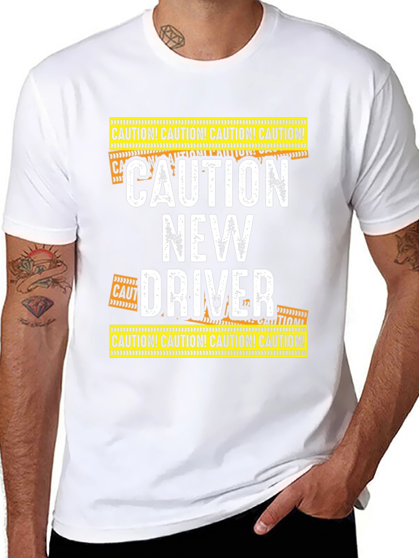 Black Caution New Driver T-Shirt Funny Gift Idea view 8