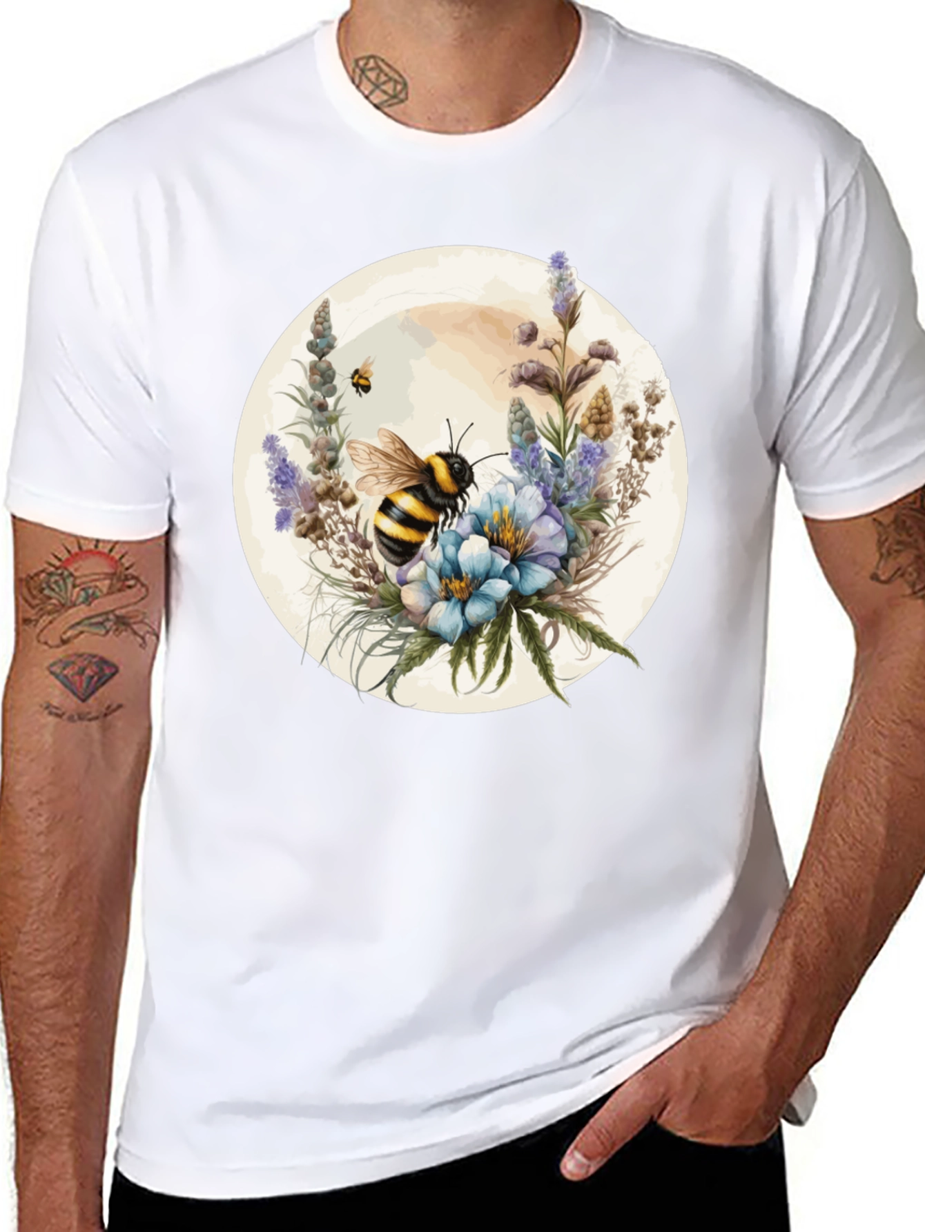 Black Bumble Bee Floral T-Shirt view 8
