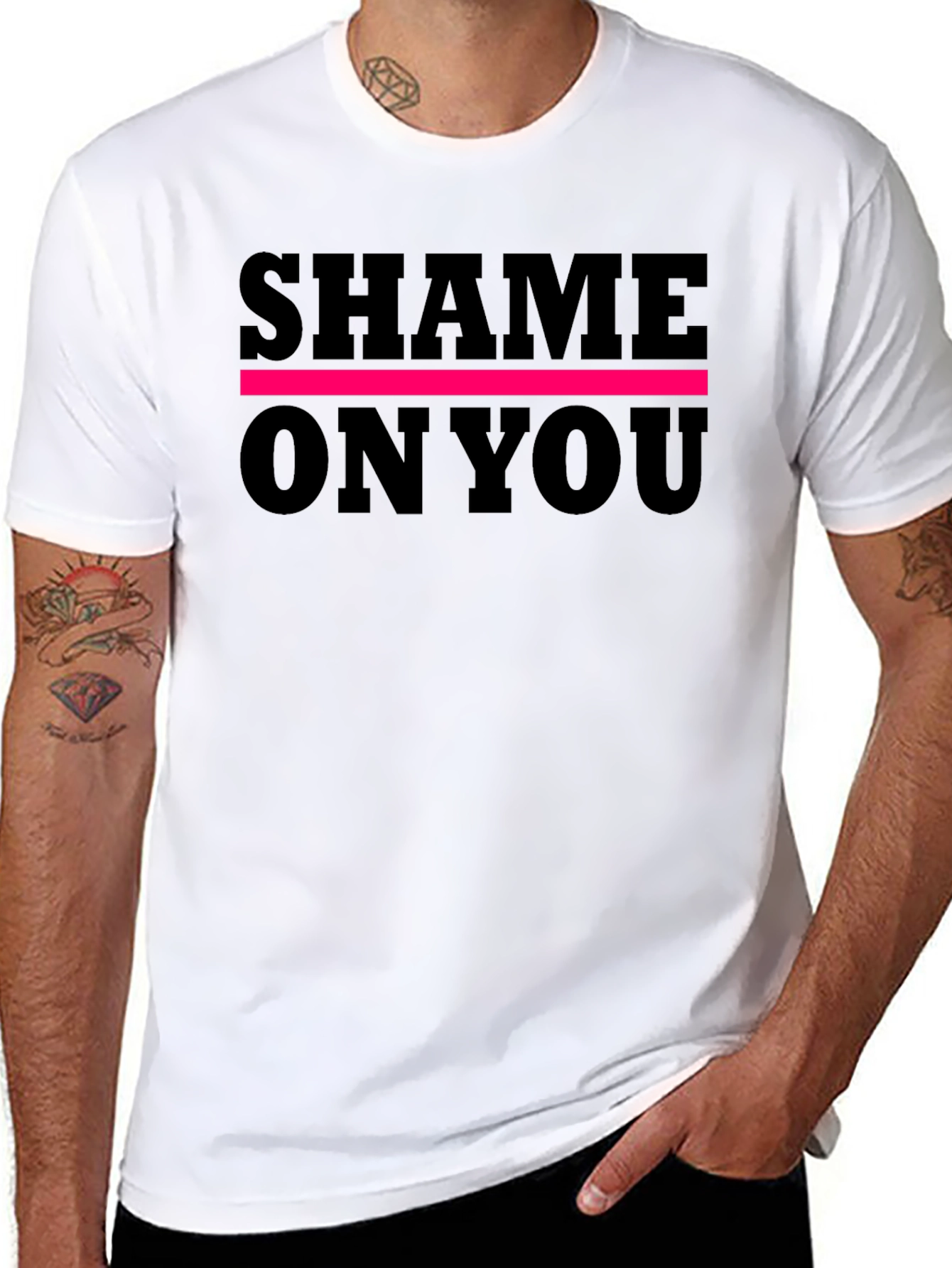 Black Shame On You Graphic Tee - Bold Statement Shirt view 8