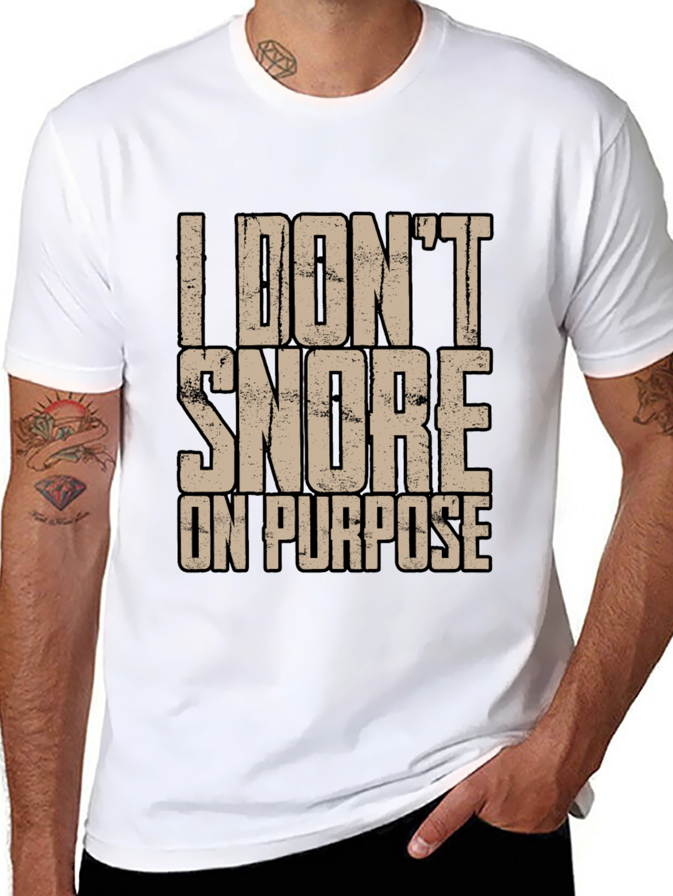 Black I Don't Snore On Purpose Graphic T-Shirt view 8