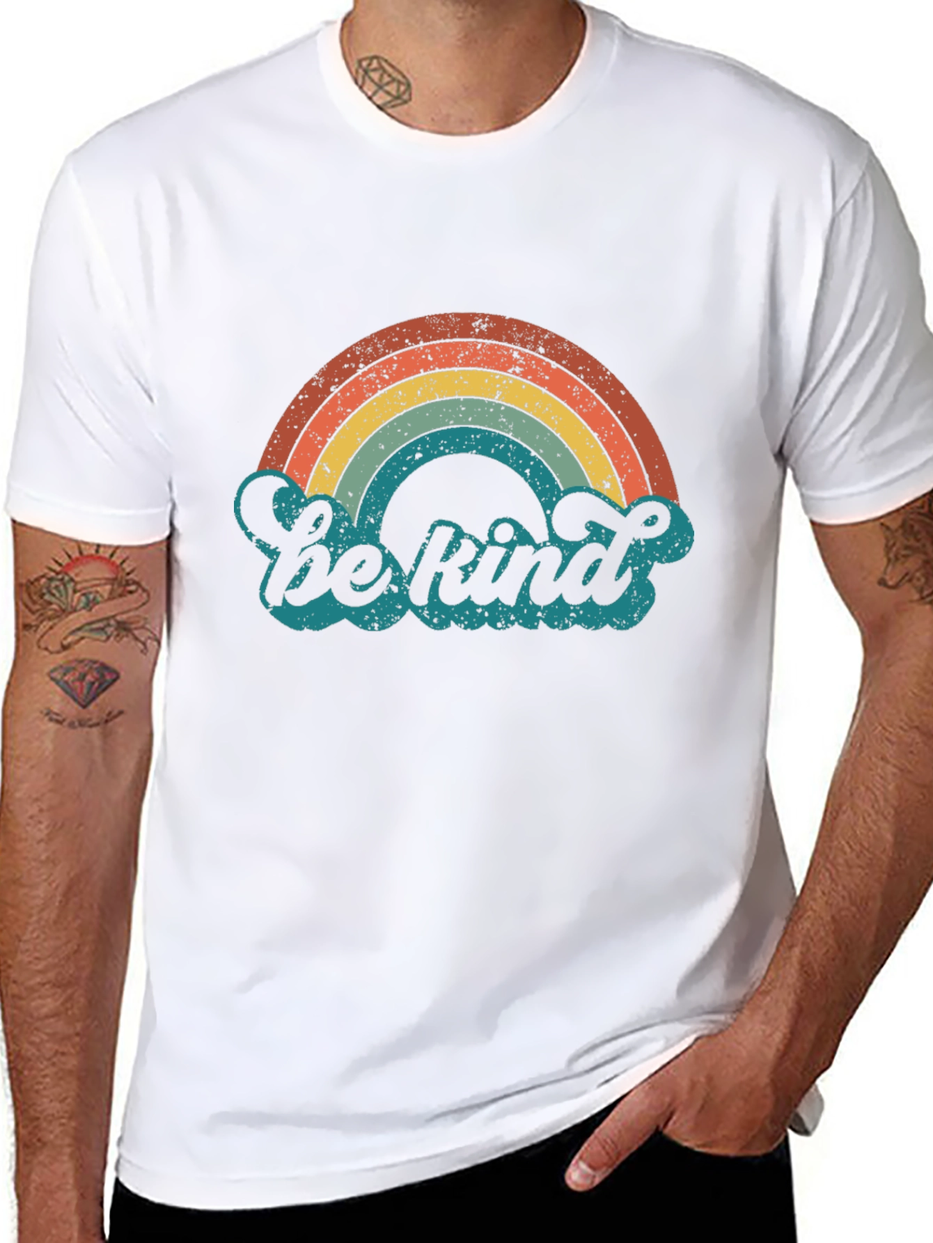 Black Retro Rainbow 'Be Kind' Graphic Tee view 8