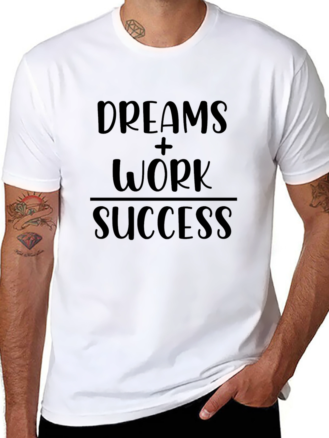 Black Dreams + Work = Success Graphic Tee - Black view 8