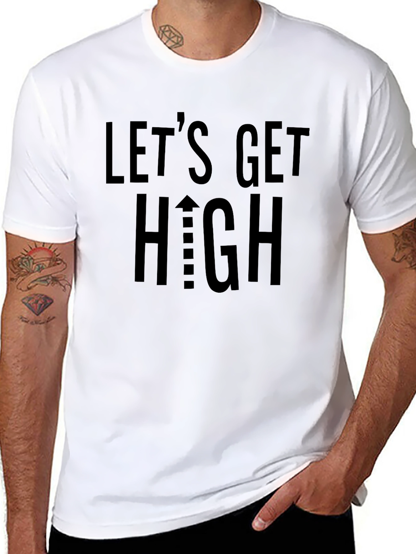 Black Let's Get High Black Graphic Tee view 8
