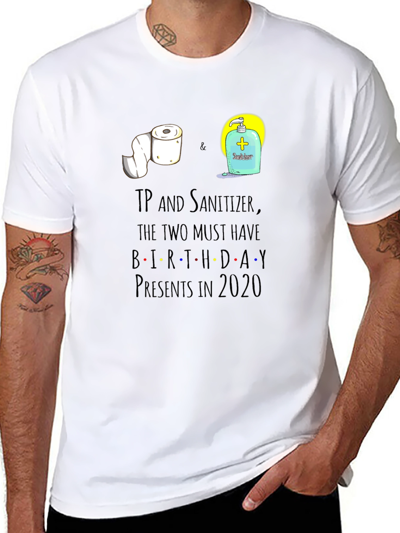 Black TP and Sanitizer Birthday Gift T-Shirt view 8