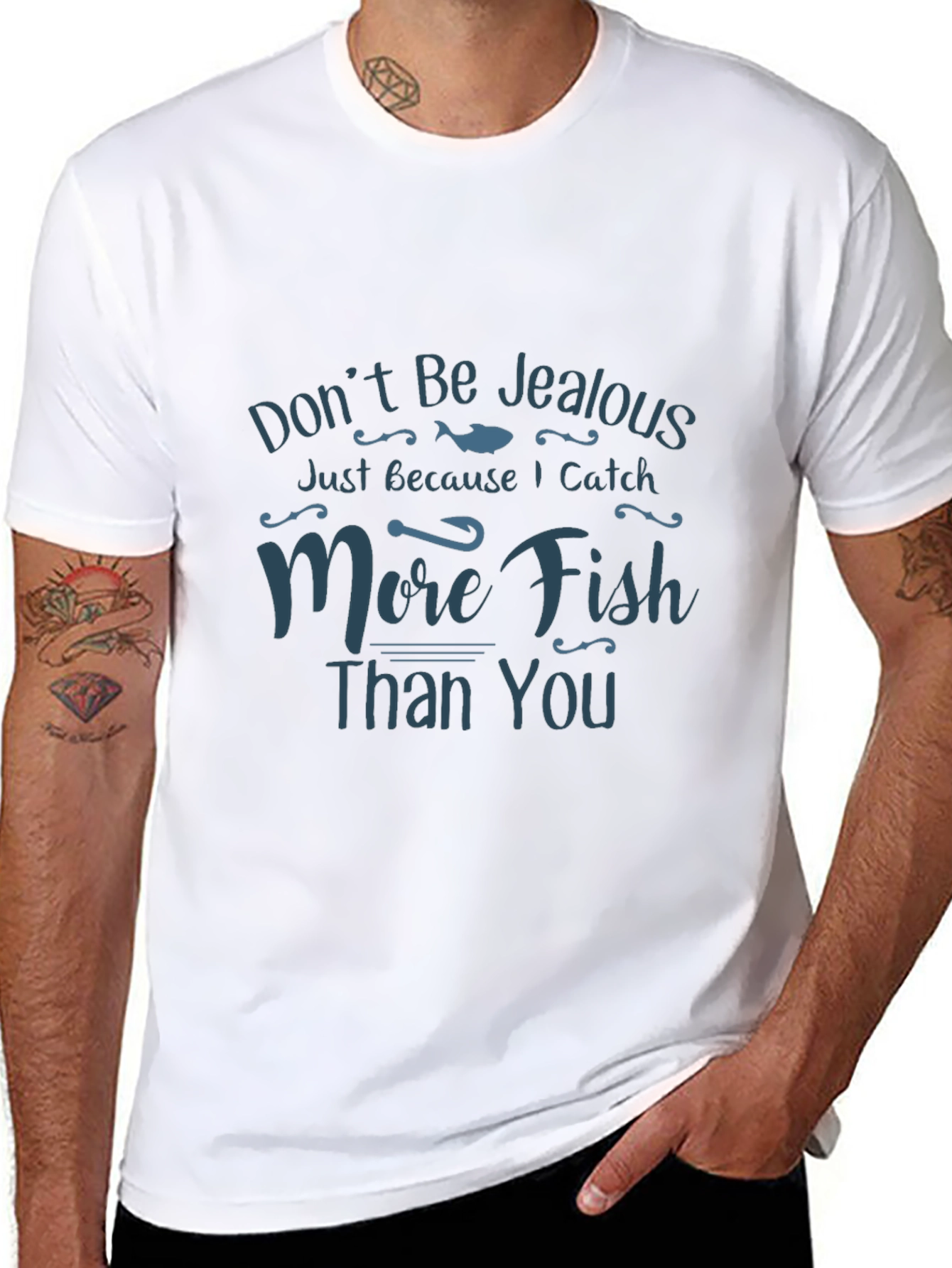 Black Funny Fishing T-Shirt - Don't Be Jealous view 8