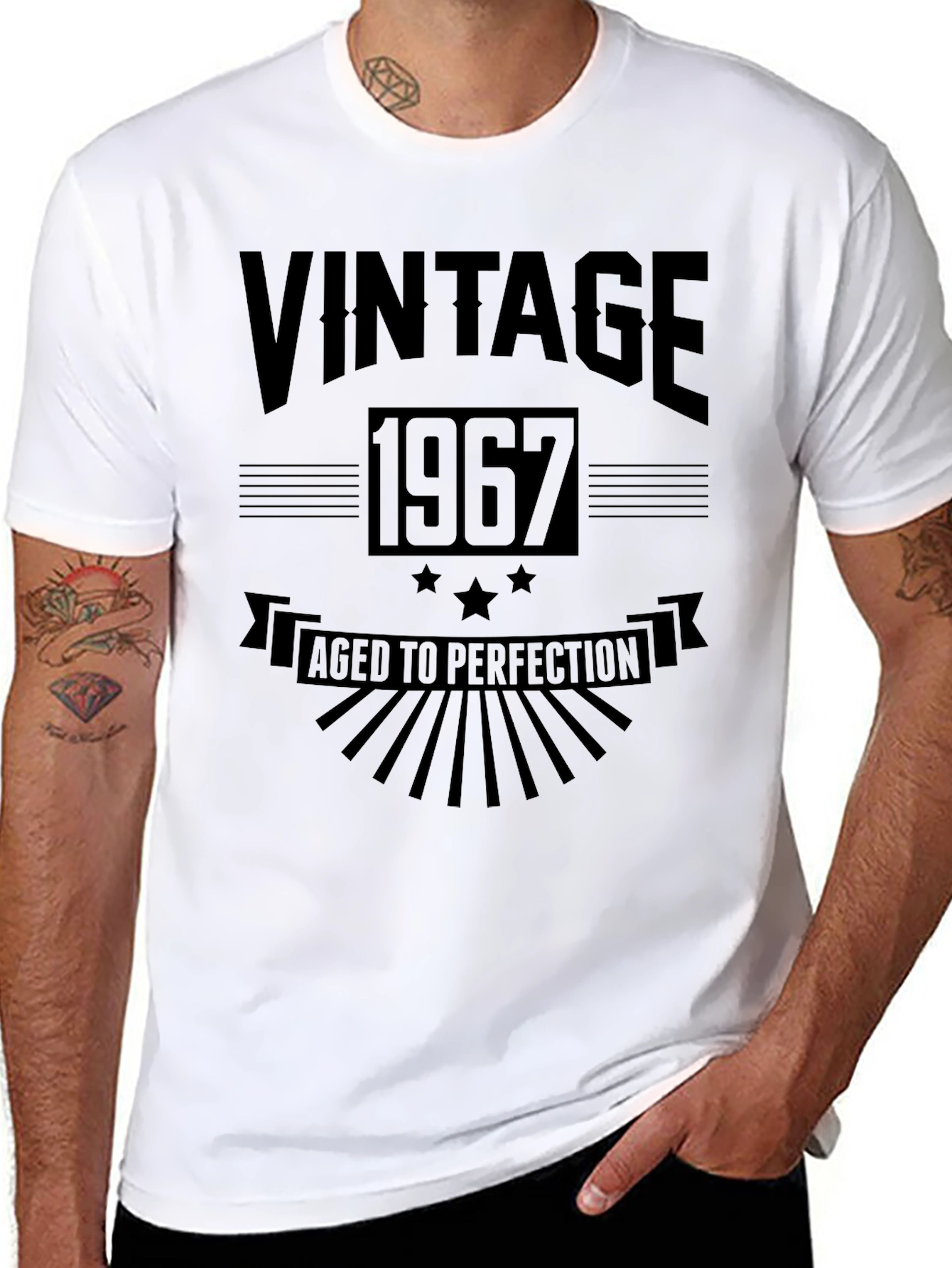 Black Vintage 1967 Aged to Perfection Black T-Shirt view 8