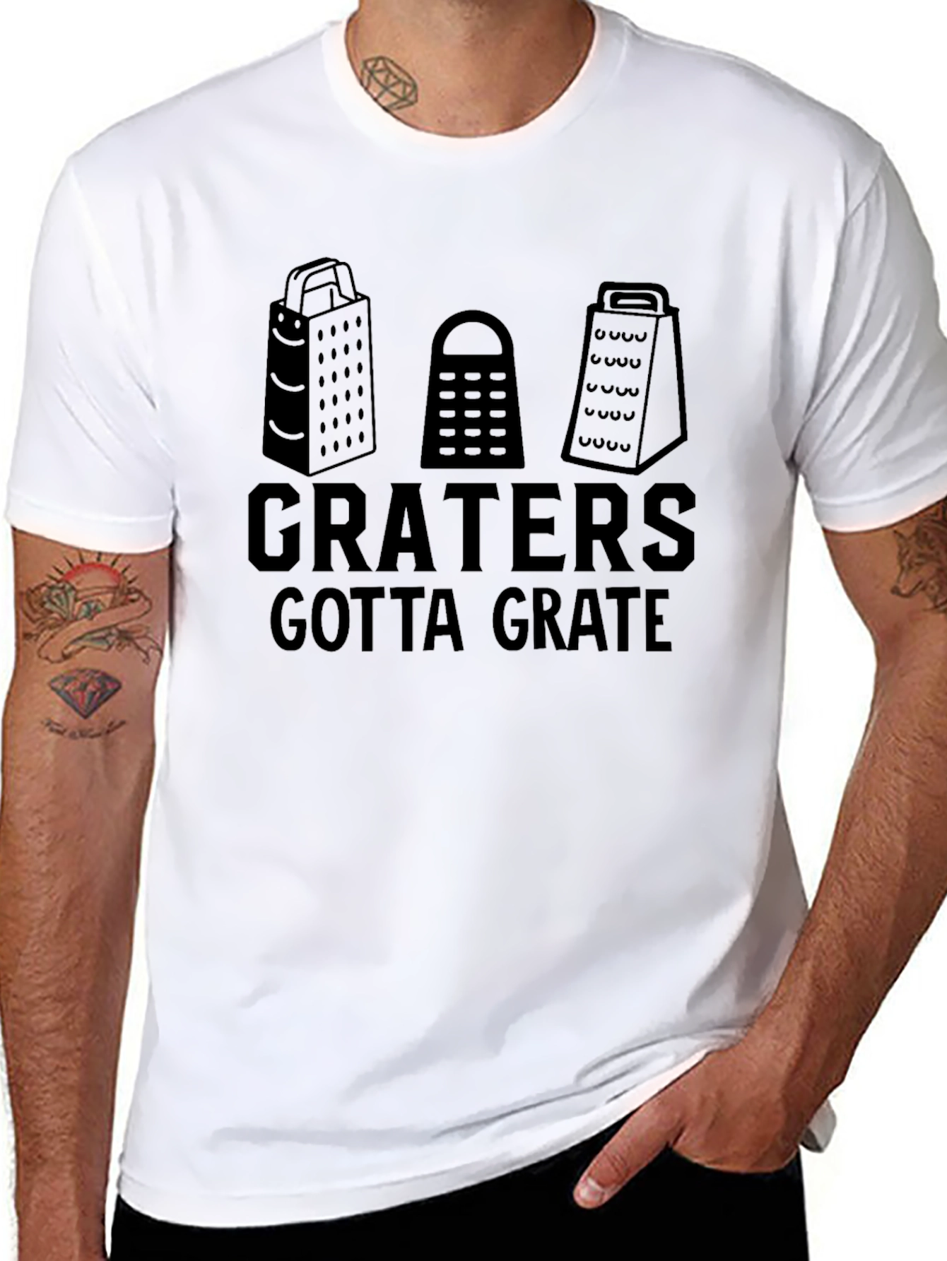 Black Funny Graters Gotta Grate Black T-Shirt view 8