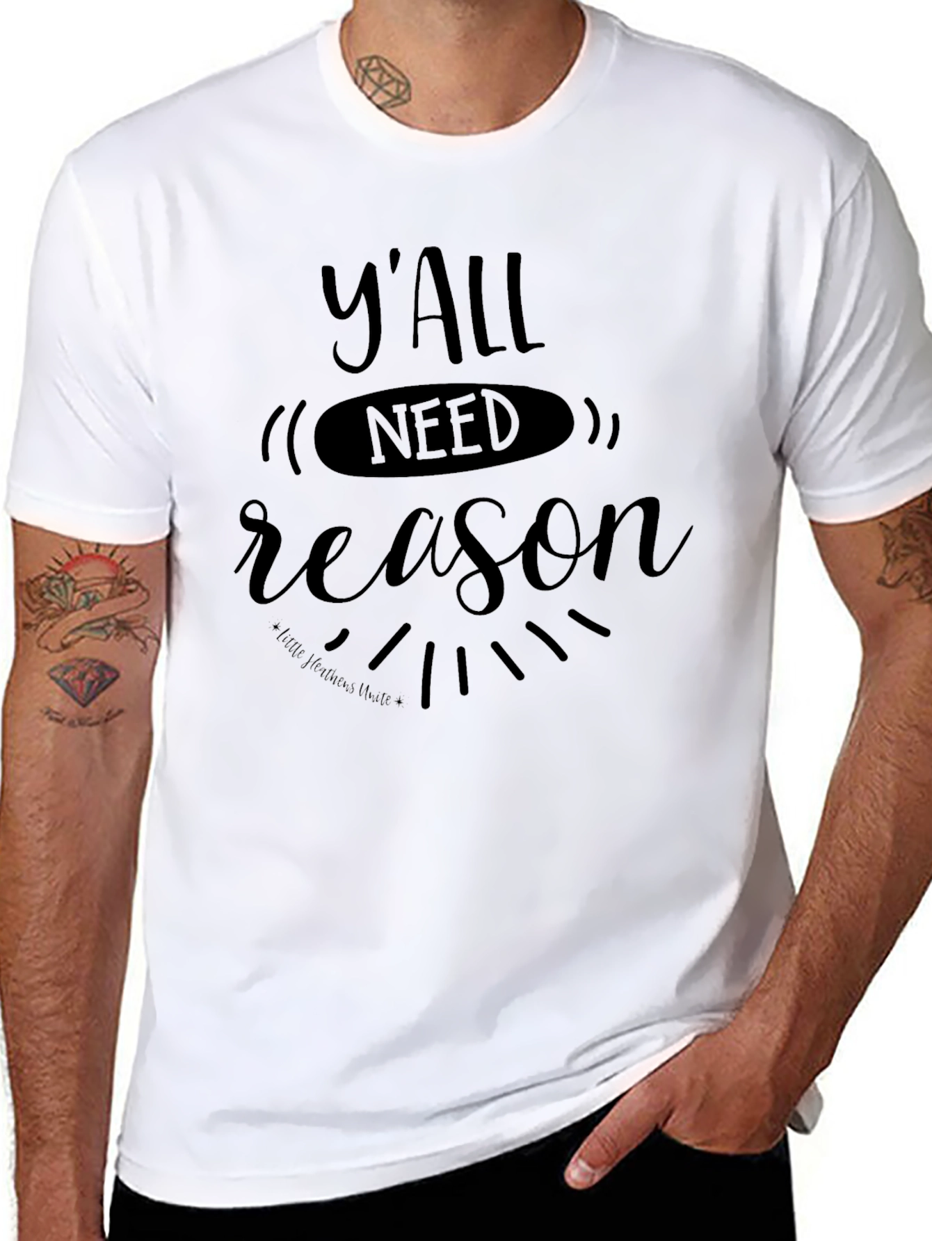 Black Y'all Need Reason Black Graphic Tee view 8