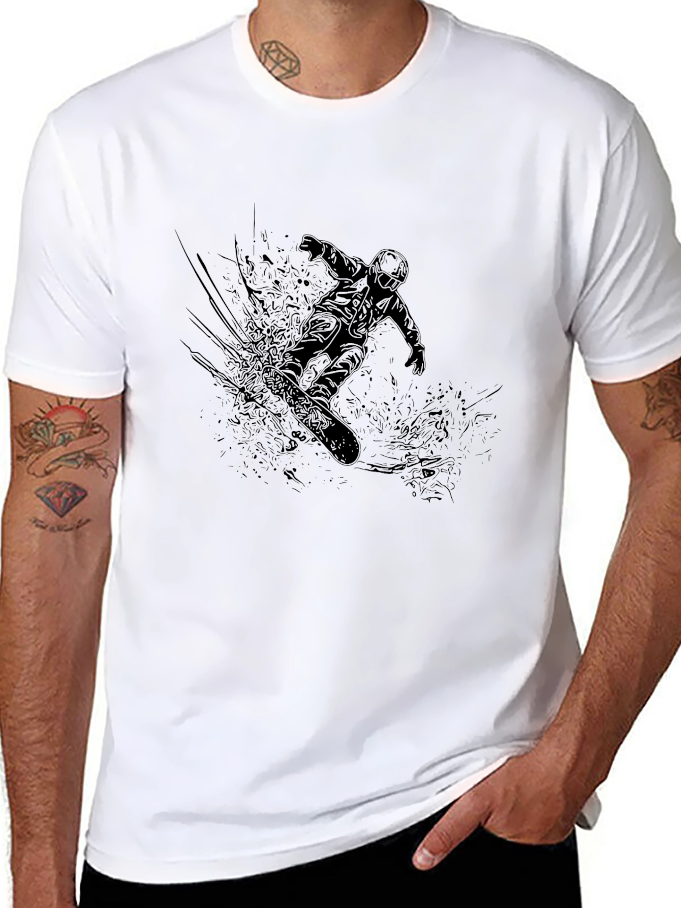 Black Black Snowboarder Graphic Tee view 8