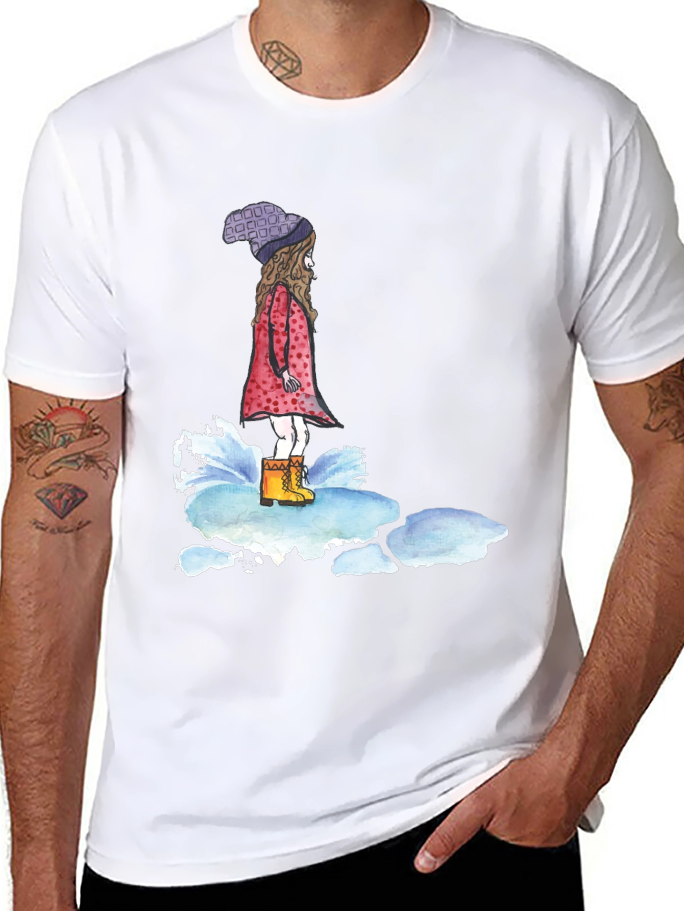Black Whimsical Girl Black T-Shirt view 8