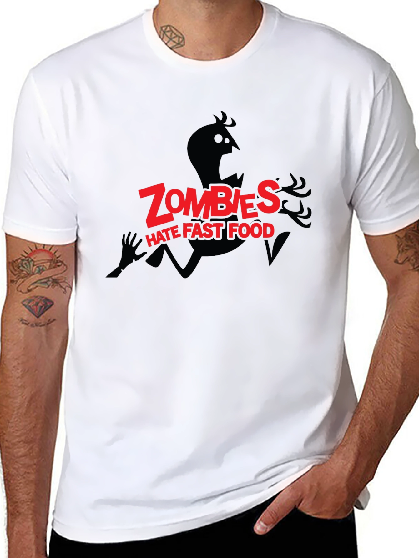 Black Zombies Hate Fast Food Graphic Tee view 8