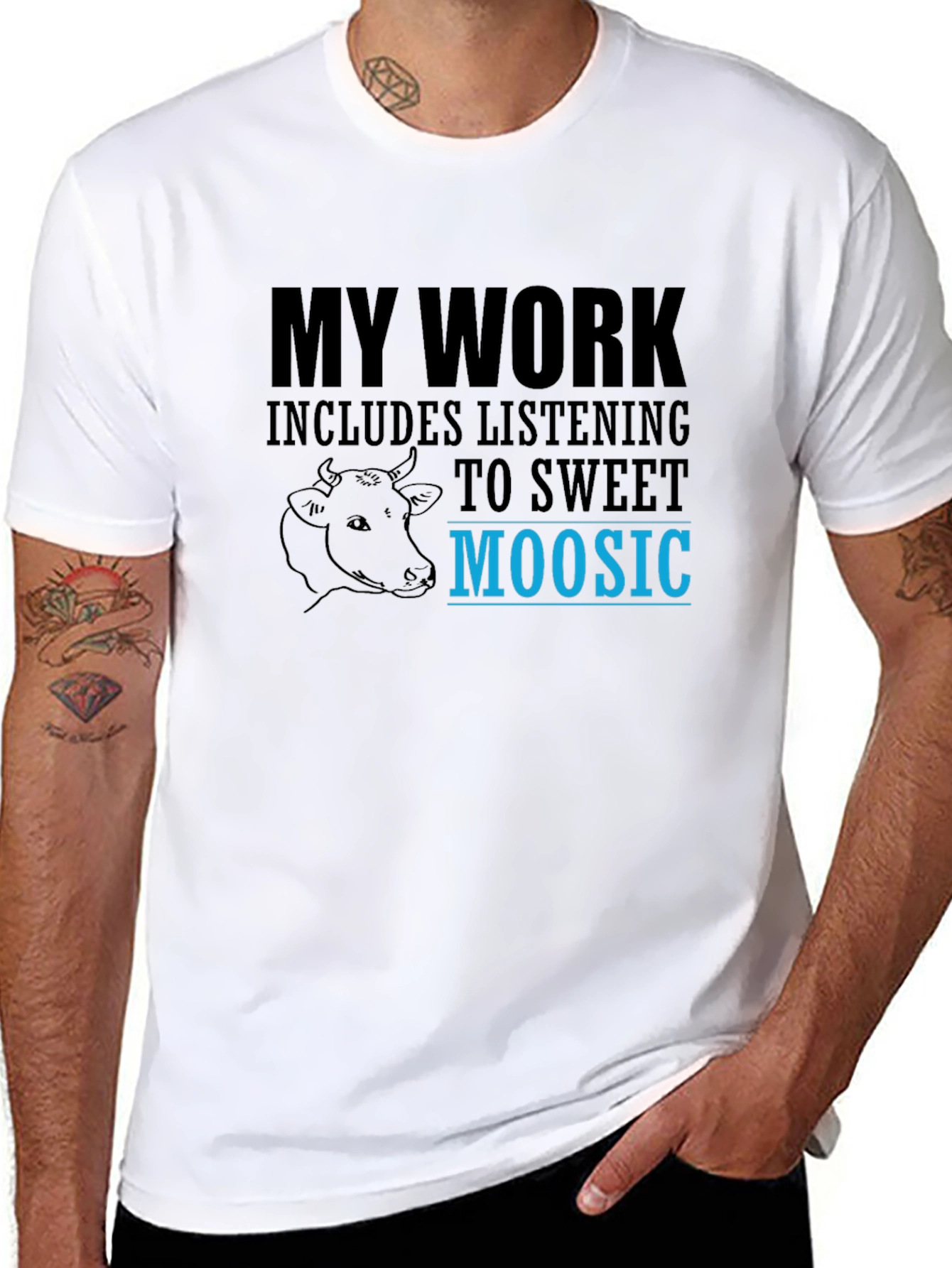 Black Sweet Moosic T-Shirt - Funny Cow Lover Tee view 8