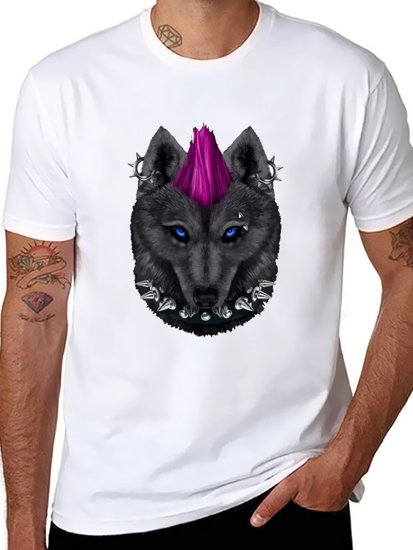 Black Punk Wolf Graphic Tee - Edgy Style view 8
