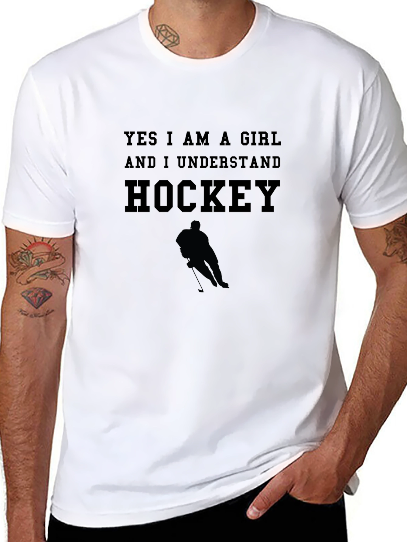 Black Yes I am A Girl And I Understand Hockey T-Shirt view 8