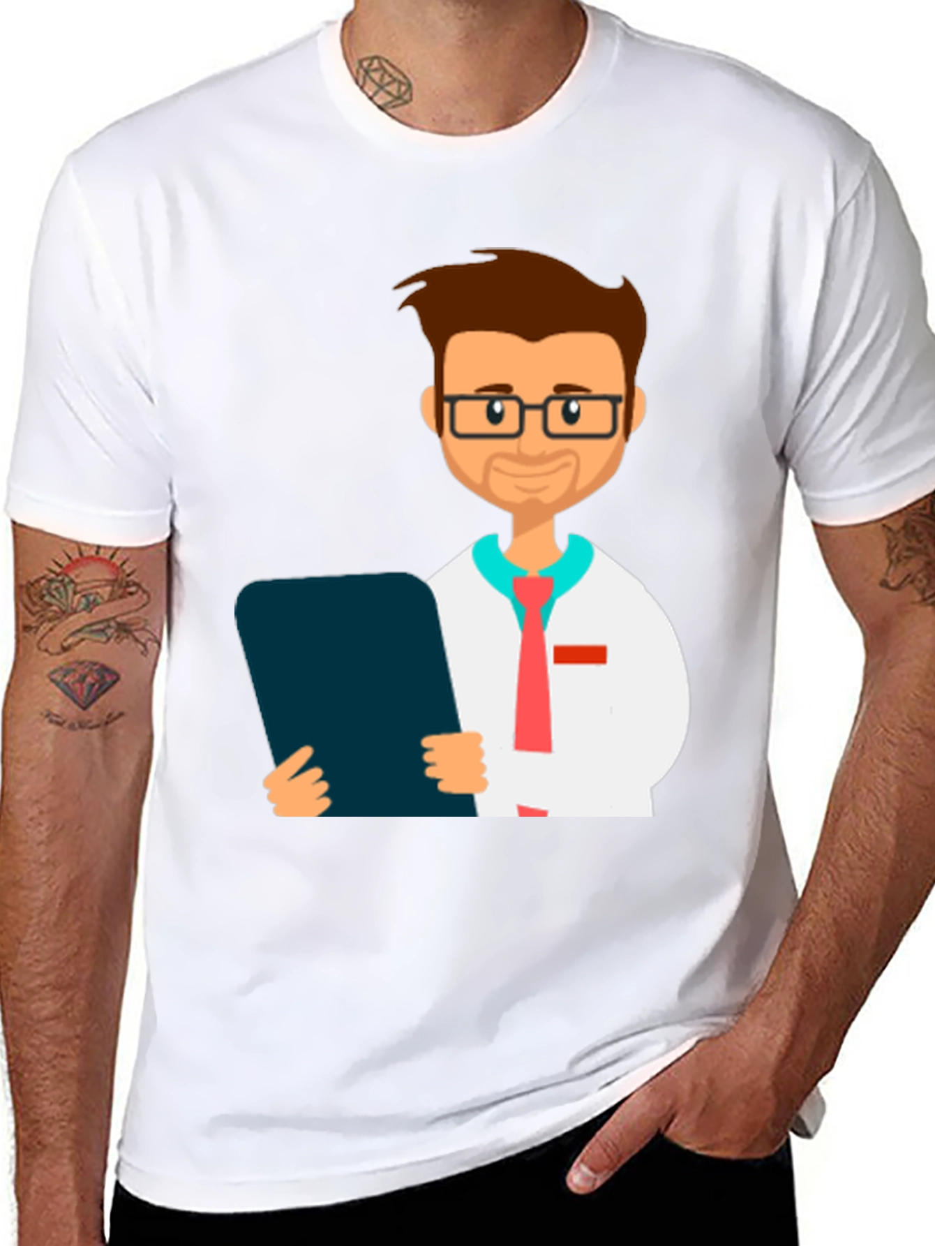 Black Cartoon Doctor Graphic Tee view 8