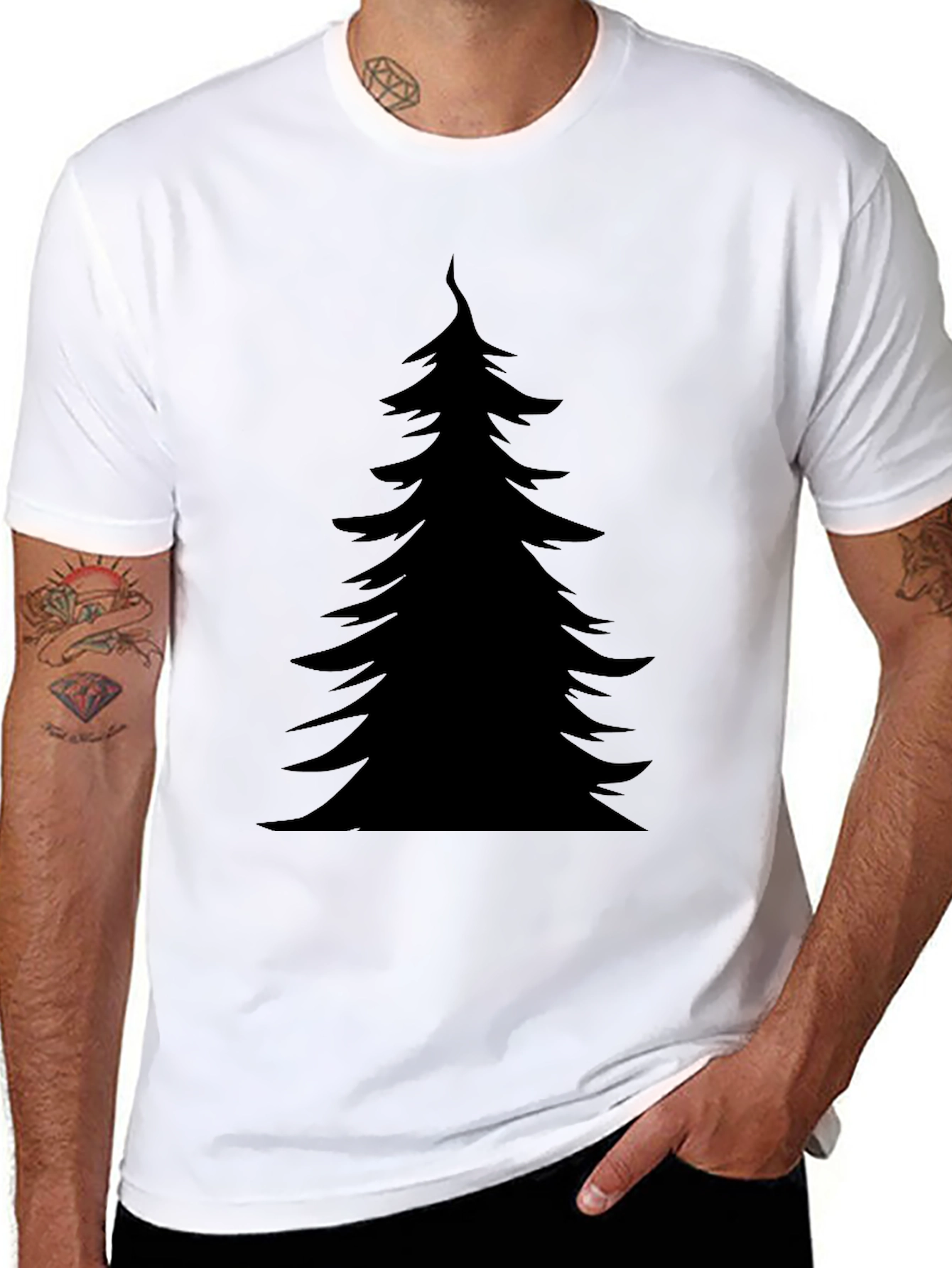 Black Black Christmas Tree Graphic Tee - Holiday Style view 8