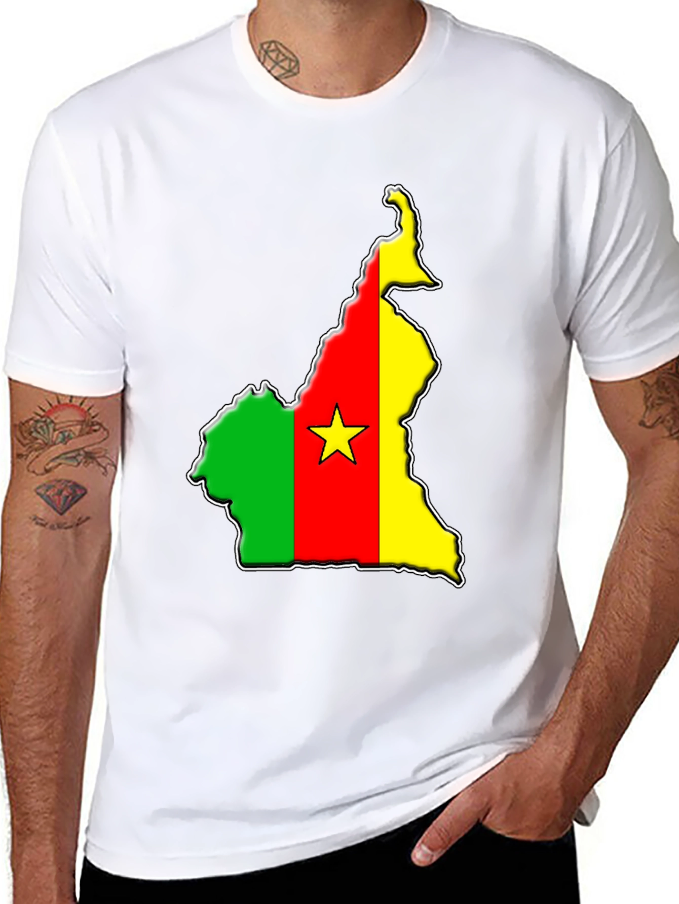 Black Cameroon Flag Map T-Shirt view 8