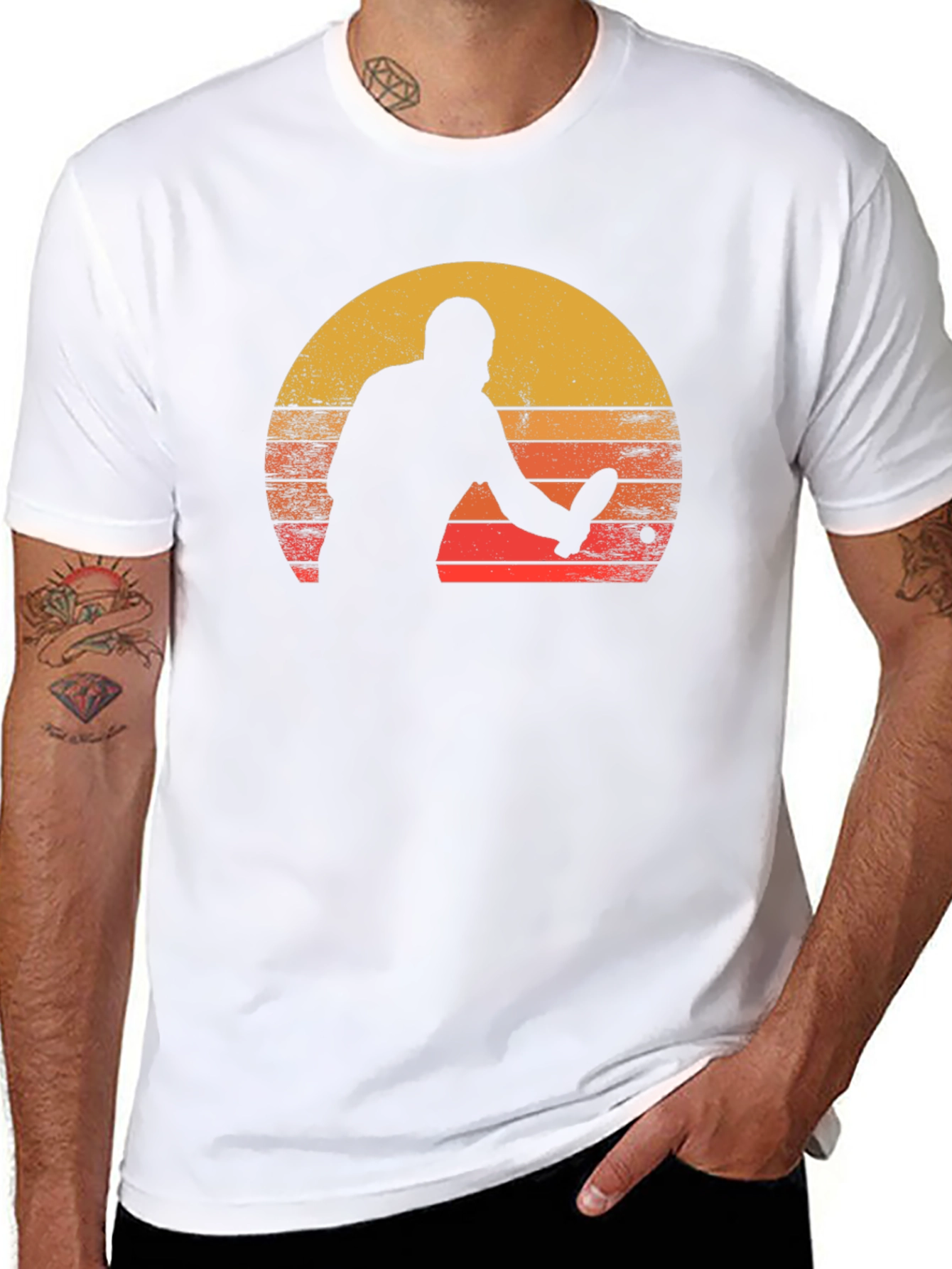 Black Retro Table Tennis Sunset Graphic Tee view 8