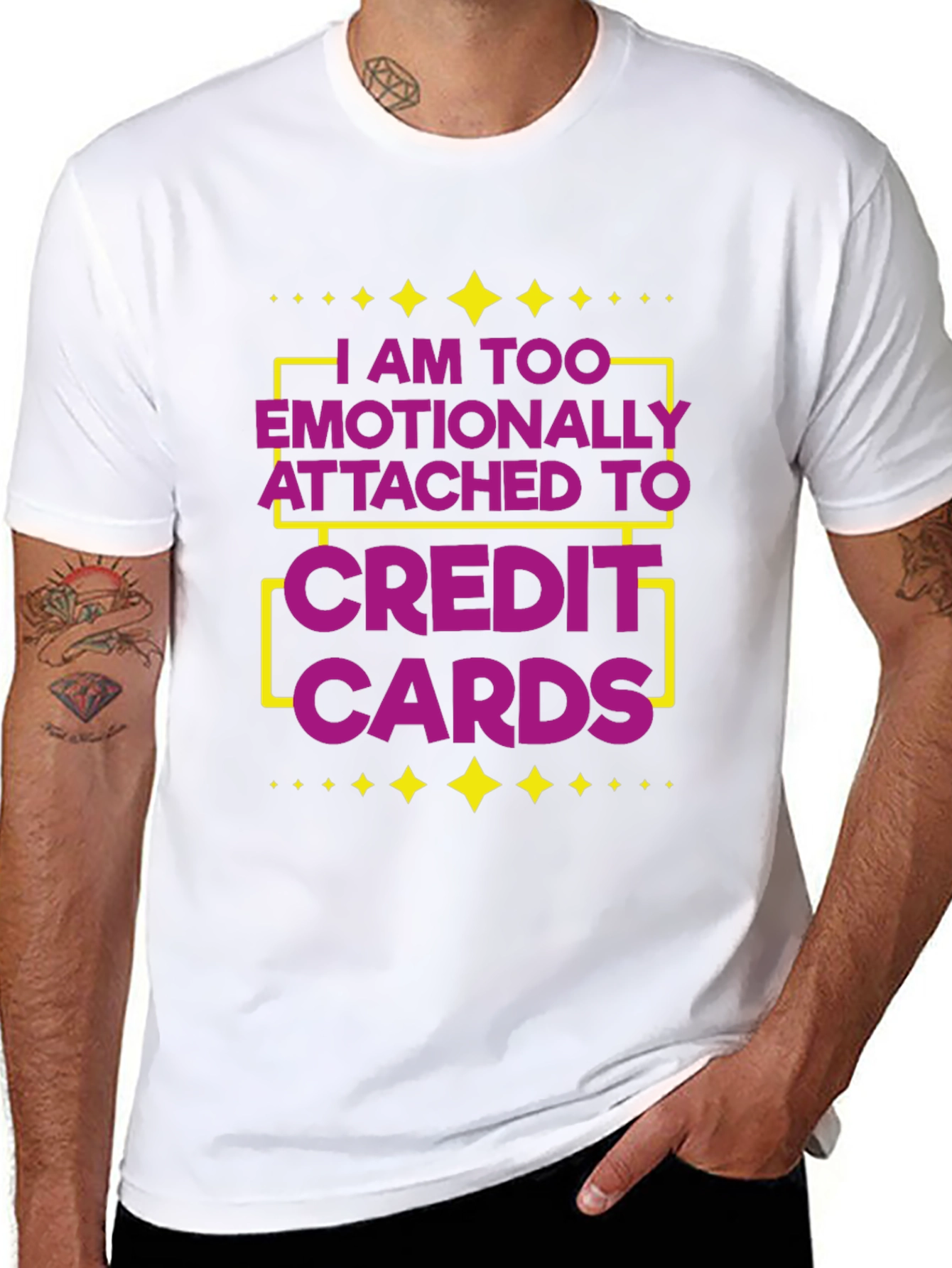 Black Emotionally Attached to Credit Cards Funny T-Shirt view 8