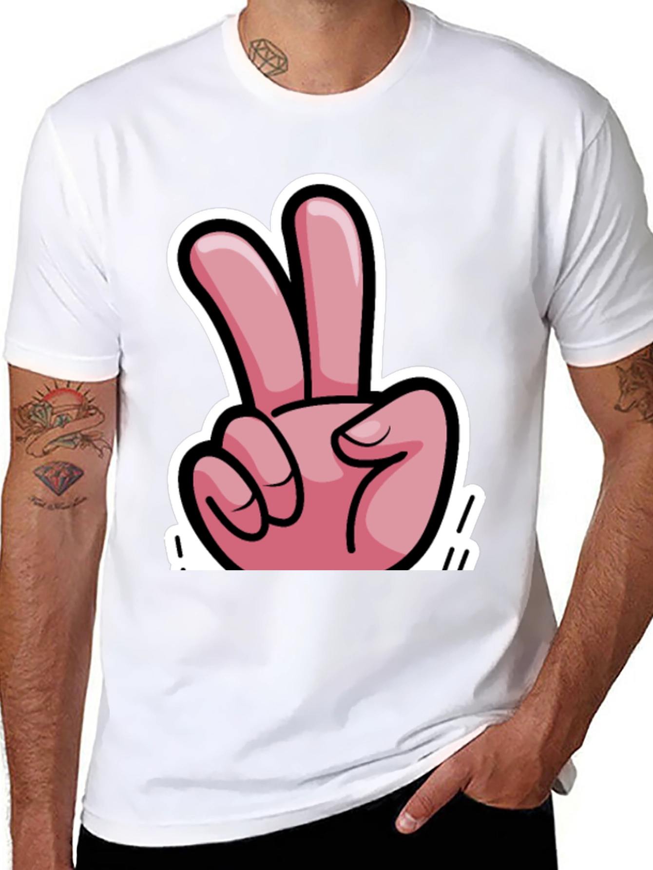Black Peace Sign Graphic T-Shirt - Black view 8