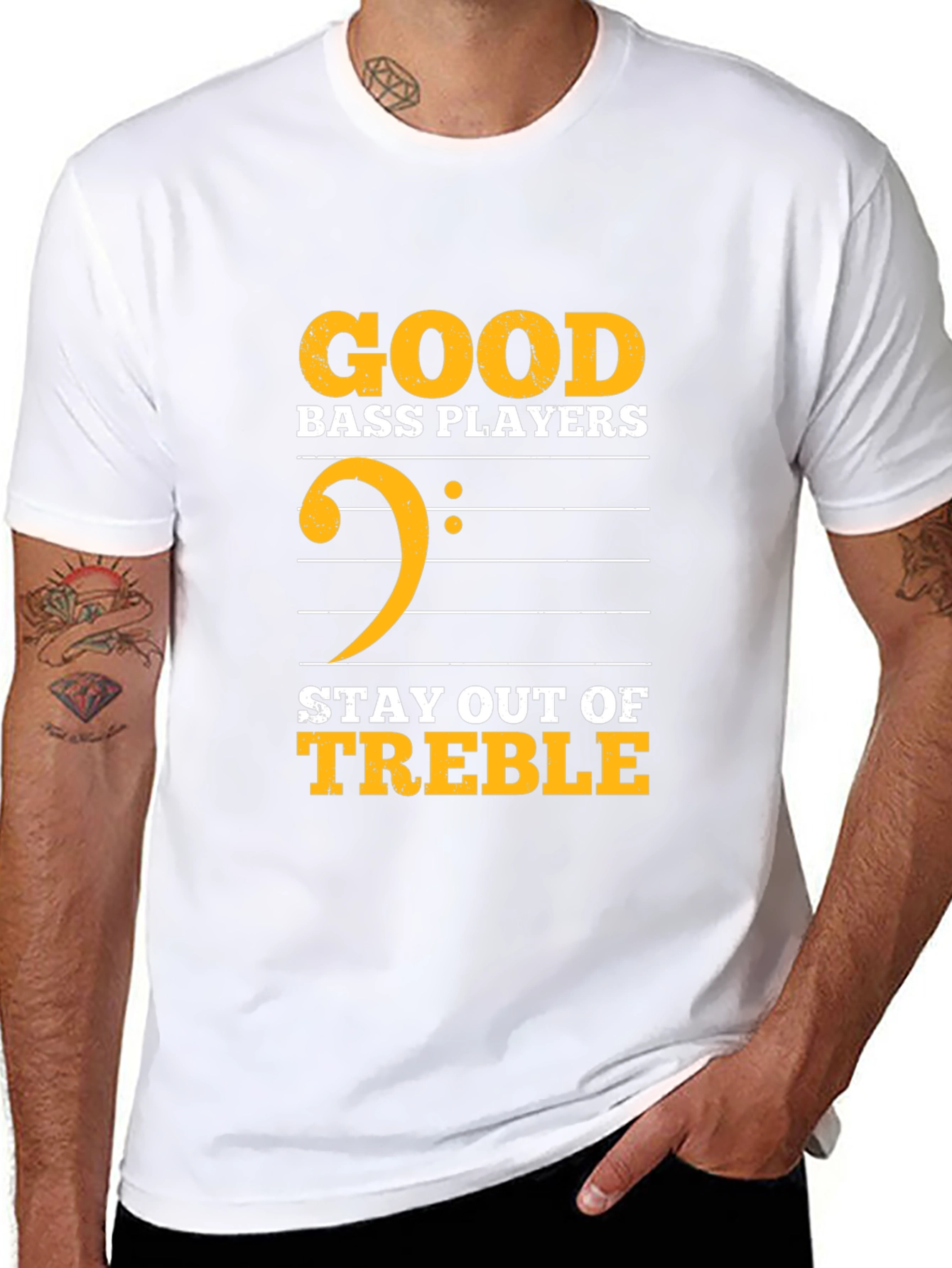 Black Good Bass Players Stay Out of Treble T-Shirt view 8