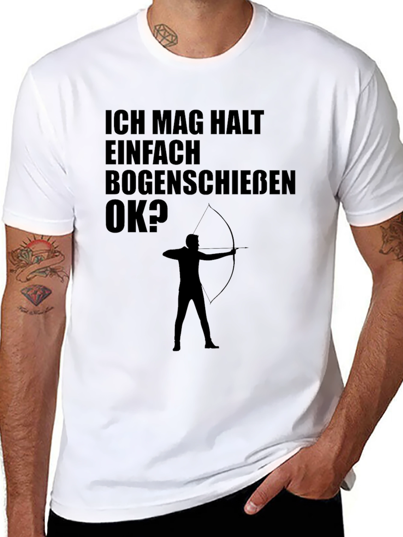 Black Archery T-Shirt: Ich Mag Bogenschiessen OK? - Black Tee view 8