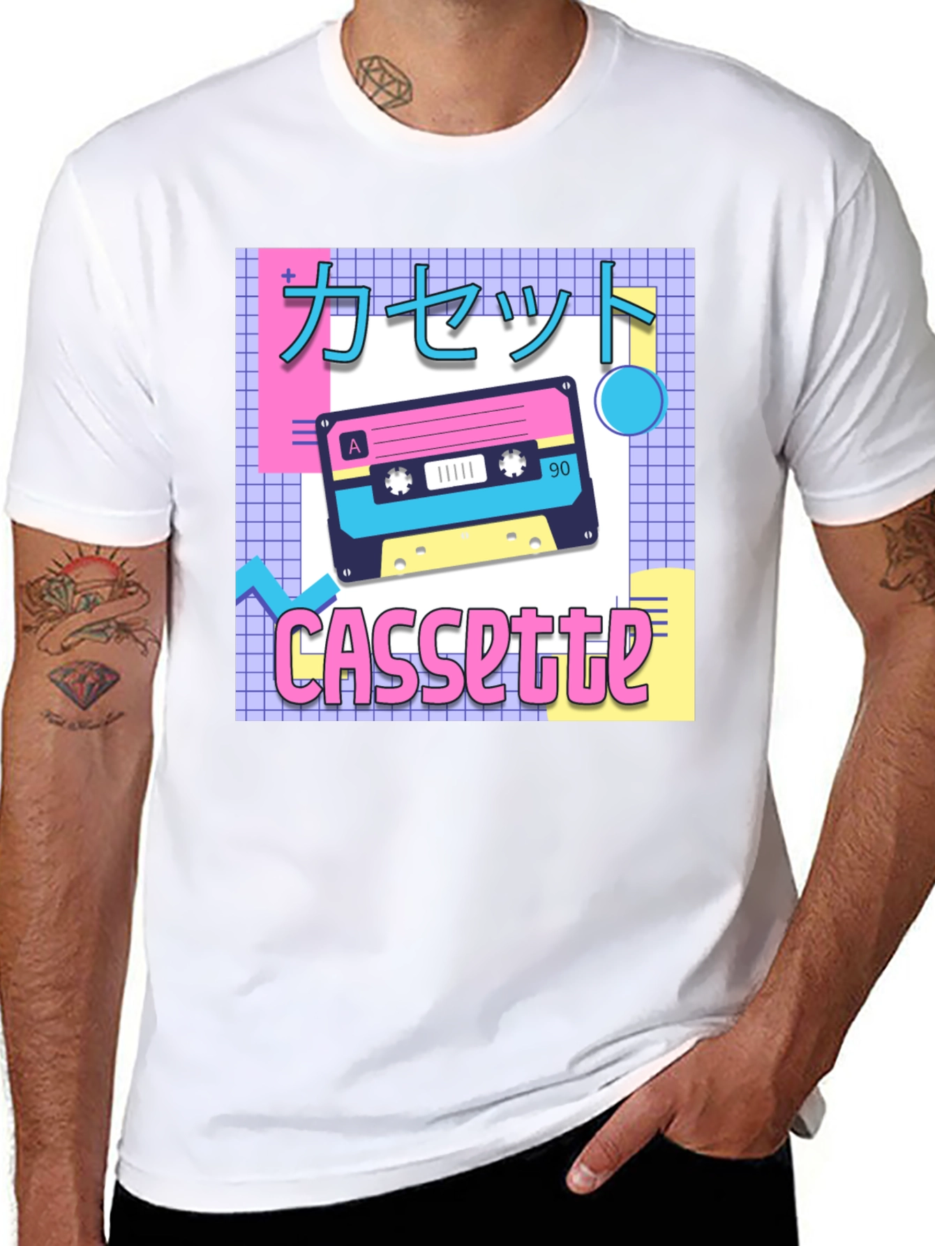 Black Retro Cassette Tape T-Shirt - 90s Aesthetic view 8
