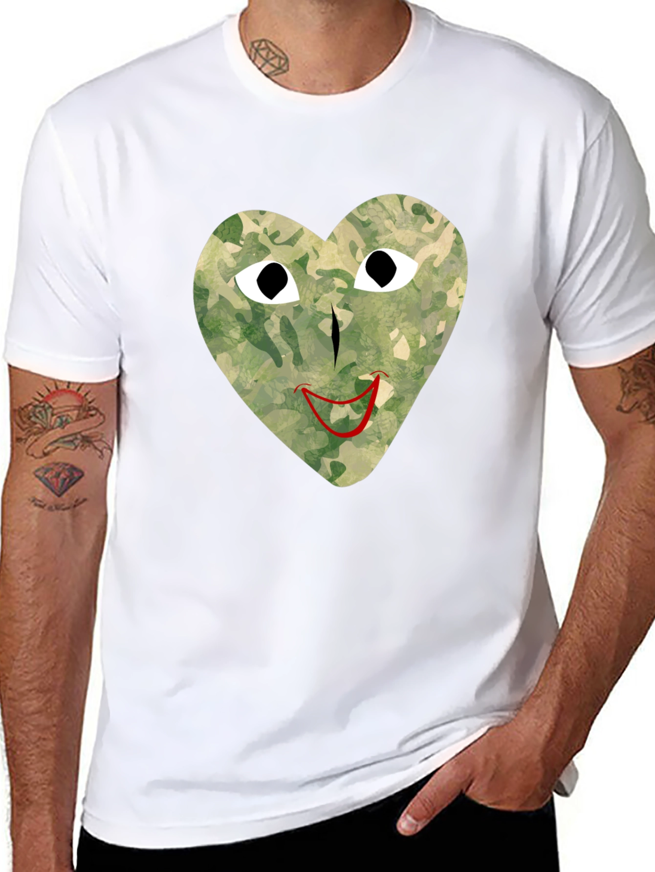 Black Camo Heart Graphic Tee - Unique Streetwear Style view 8